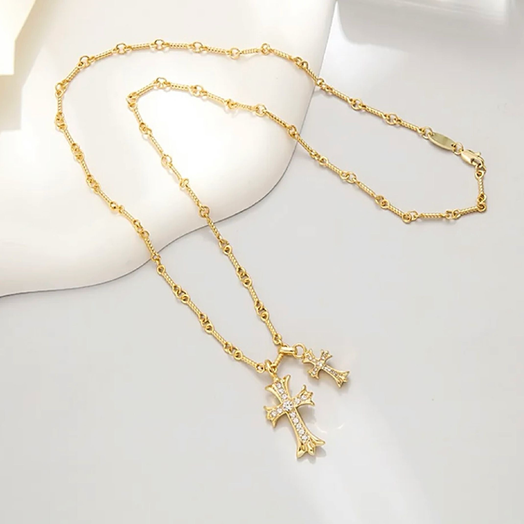 Double cross necklace