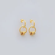 Gold triple ring earrings 