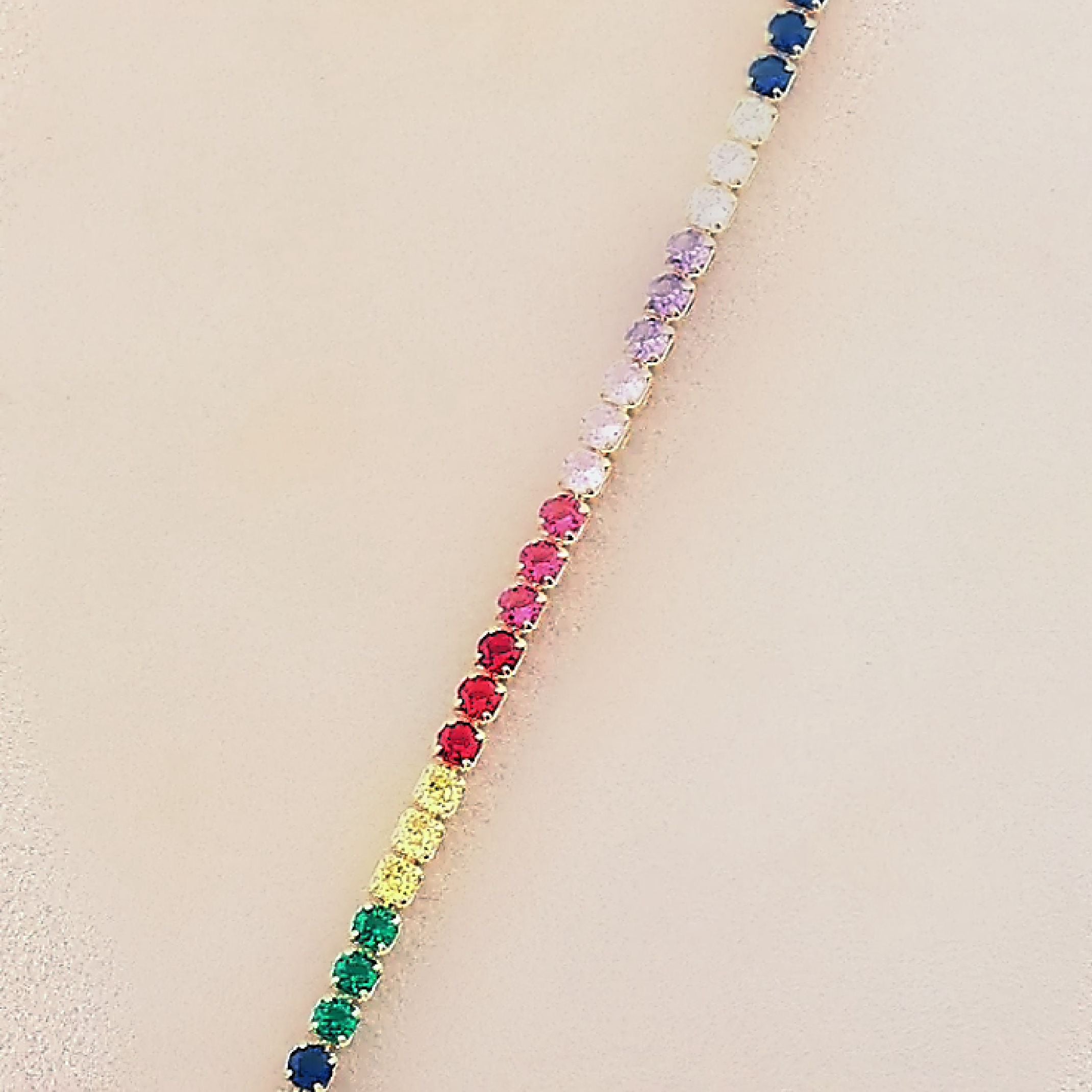 Rainbow tennis necklace