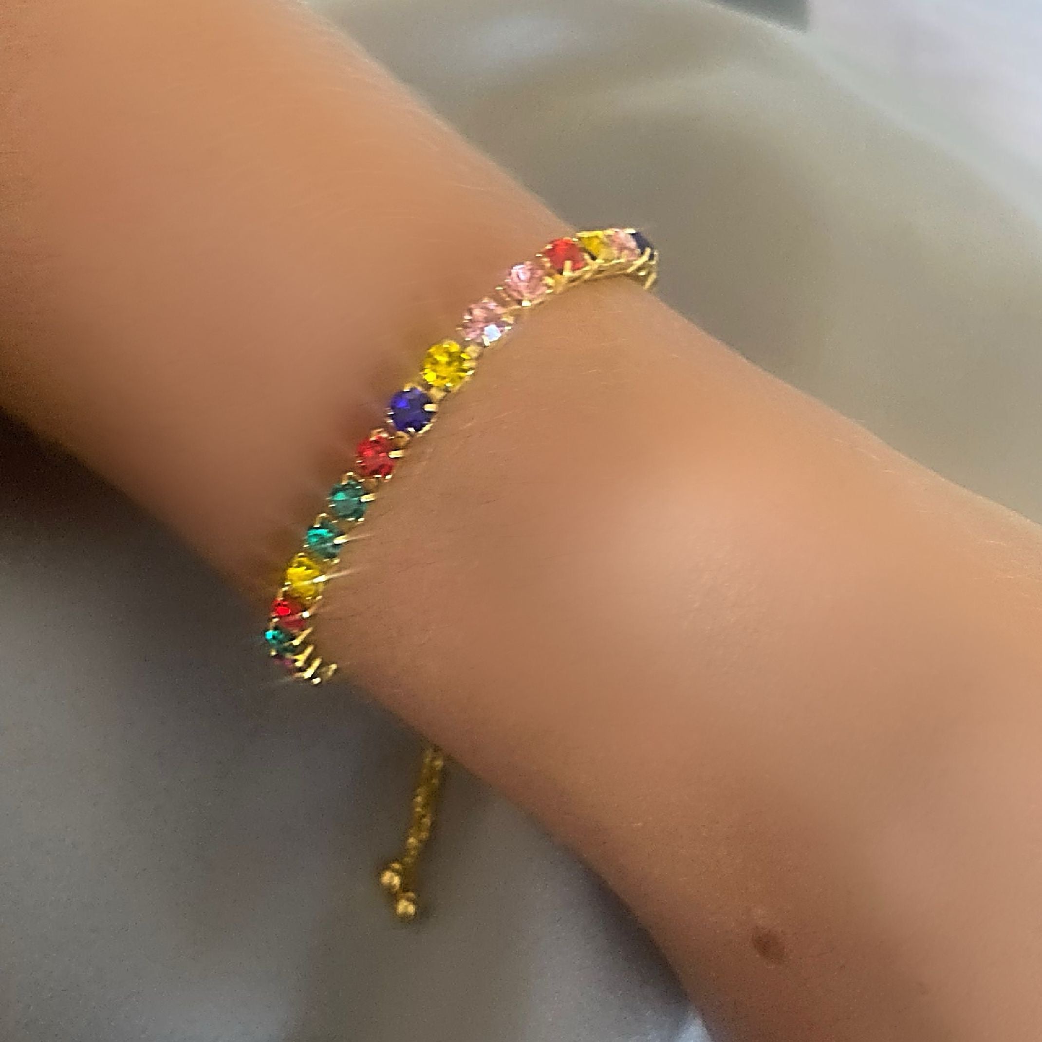 Rainbow tennis bracelet