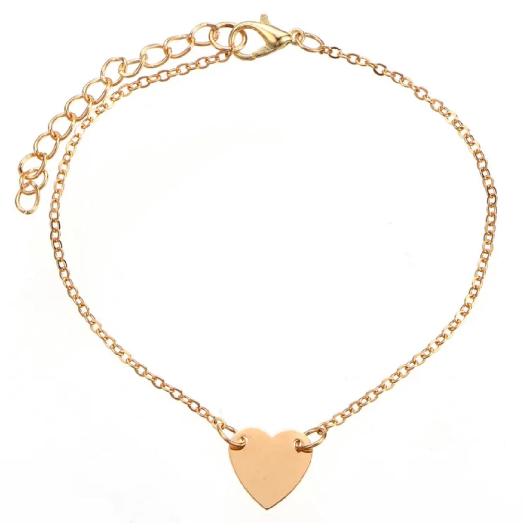 Gold charm anklet set