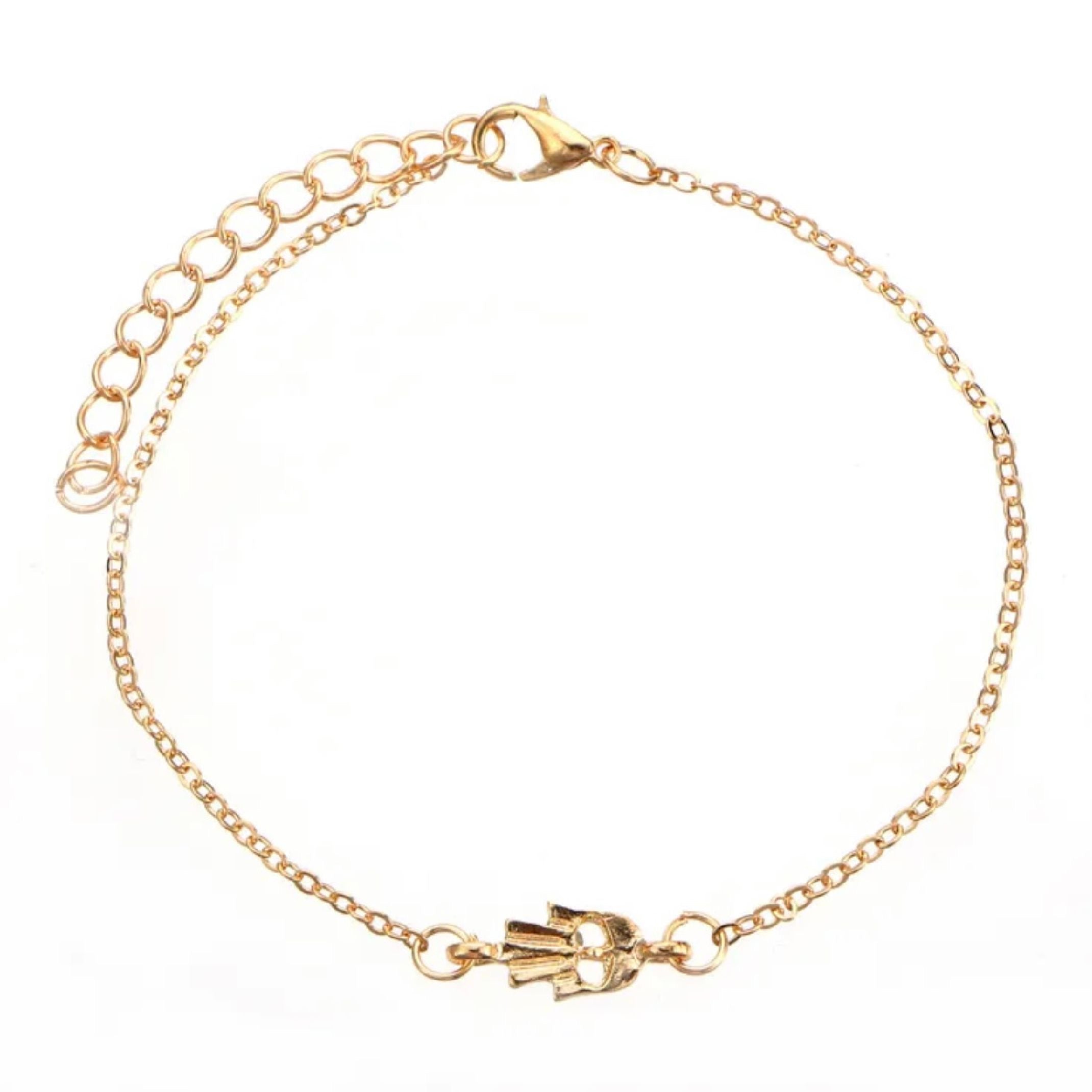 Gold charm anklet set