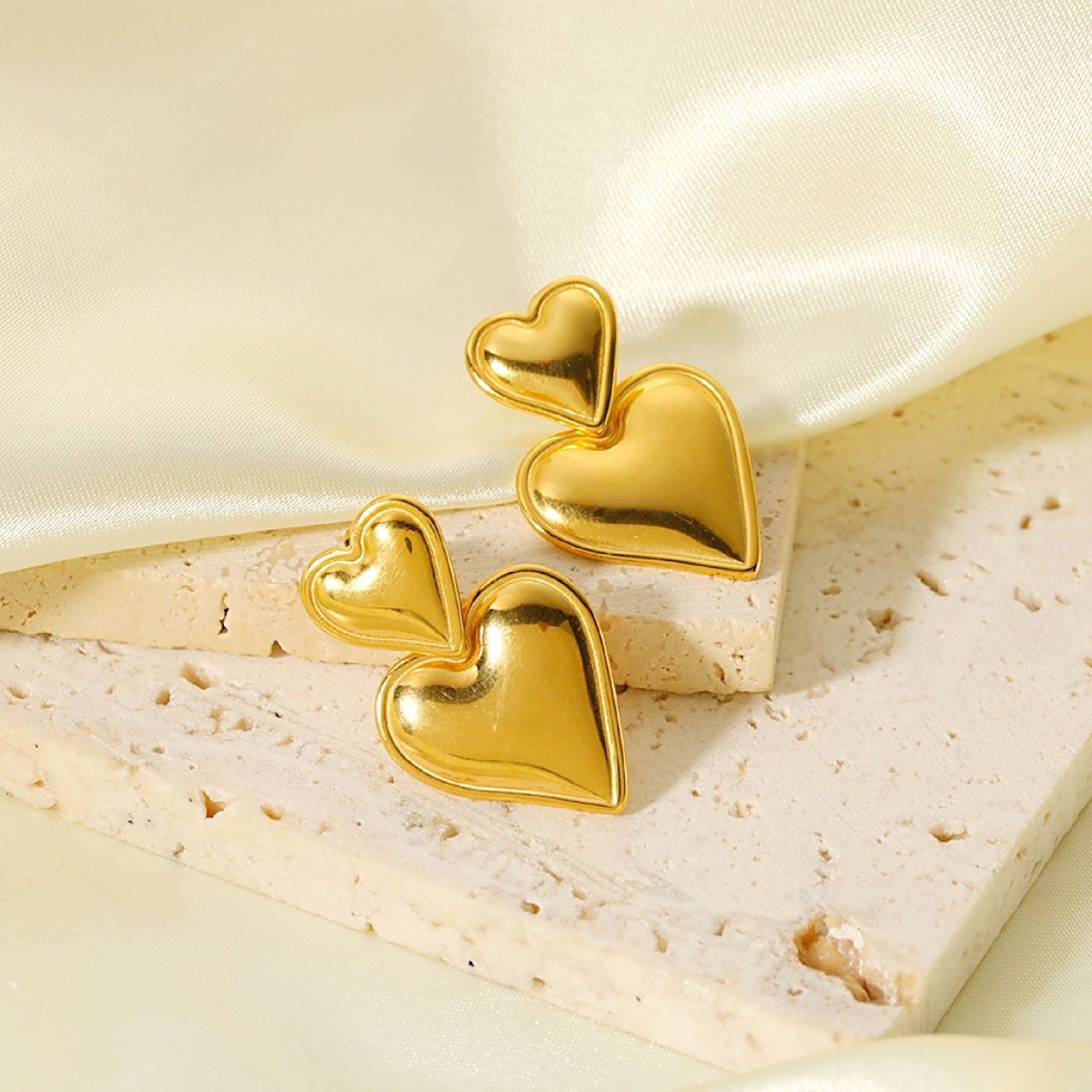 Gold heart earrings