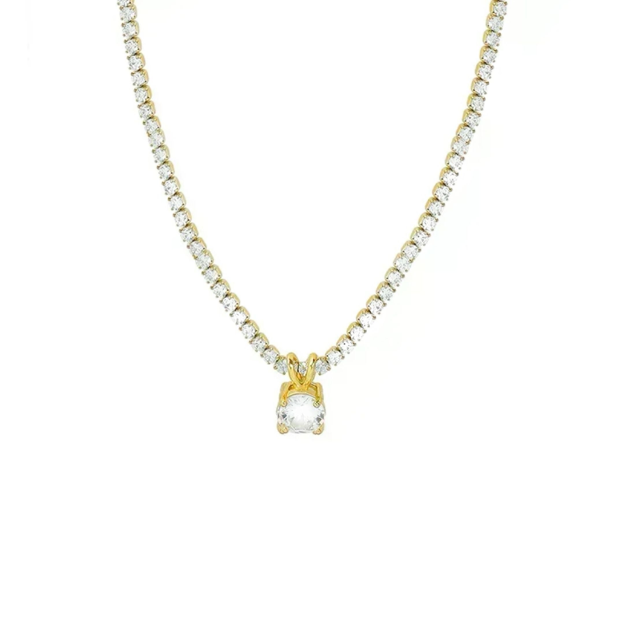 Diamond pendant tennis necklace