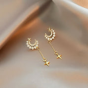 Moon and star dangle earrings 