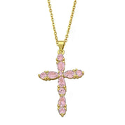 Pink cross necklace