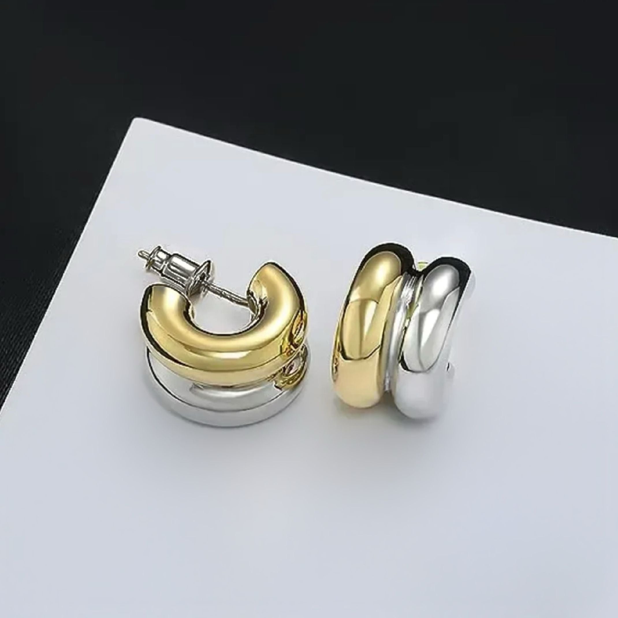 Gold and silver hoop earrings 