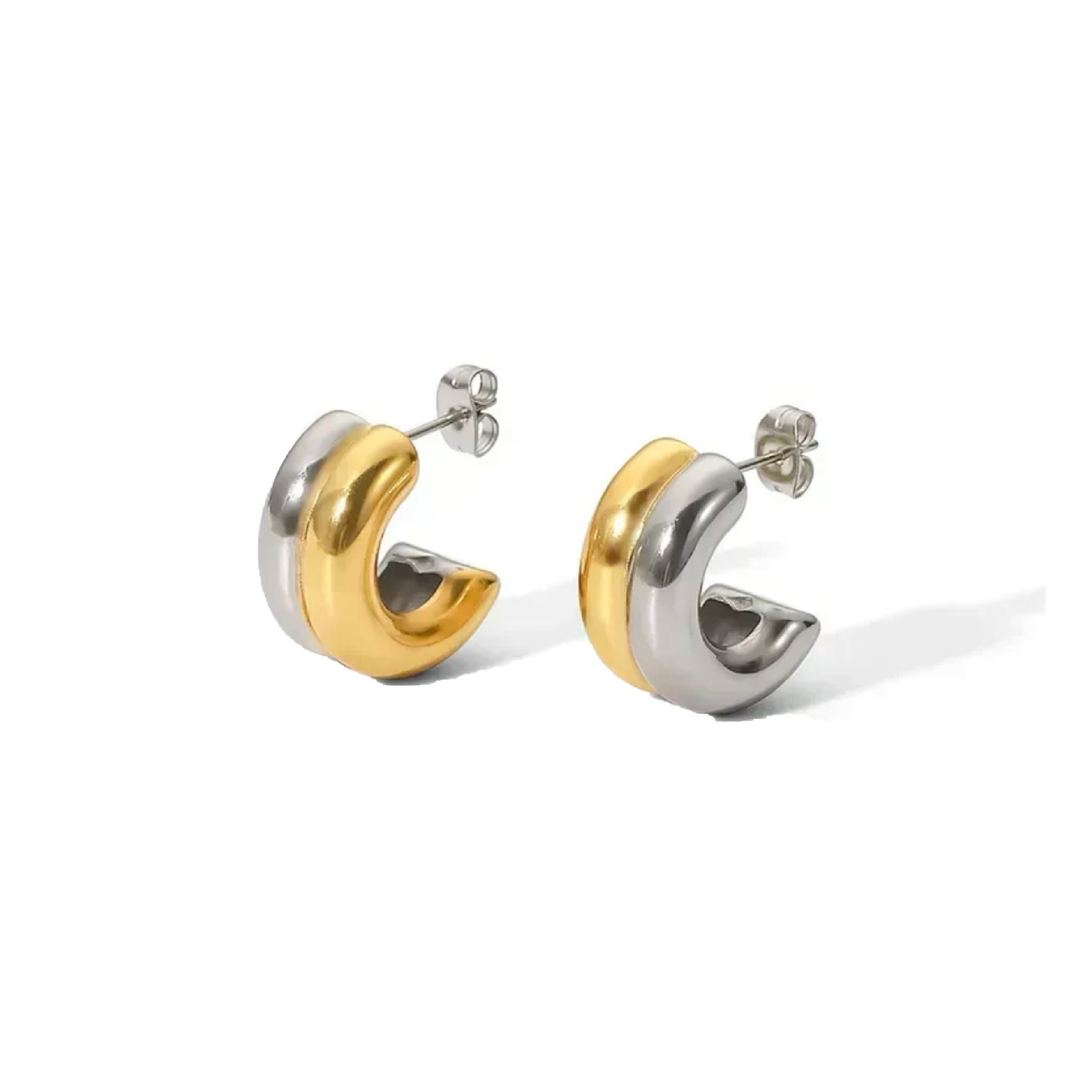 Gold and silver hoop earrings 