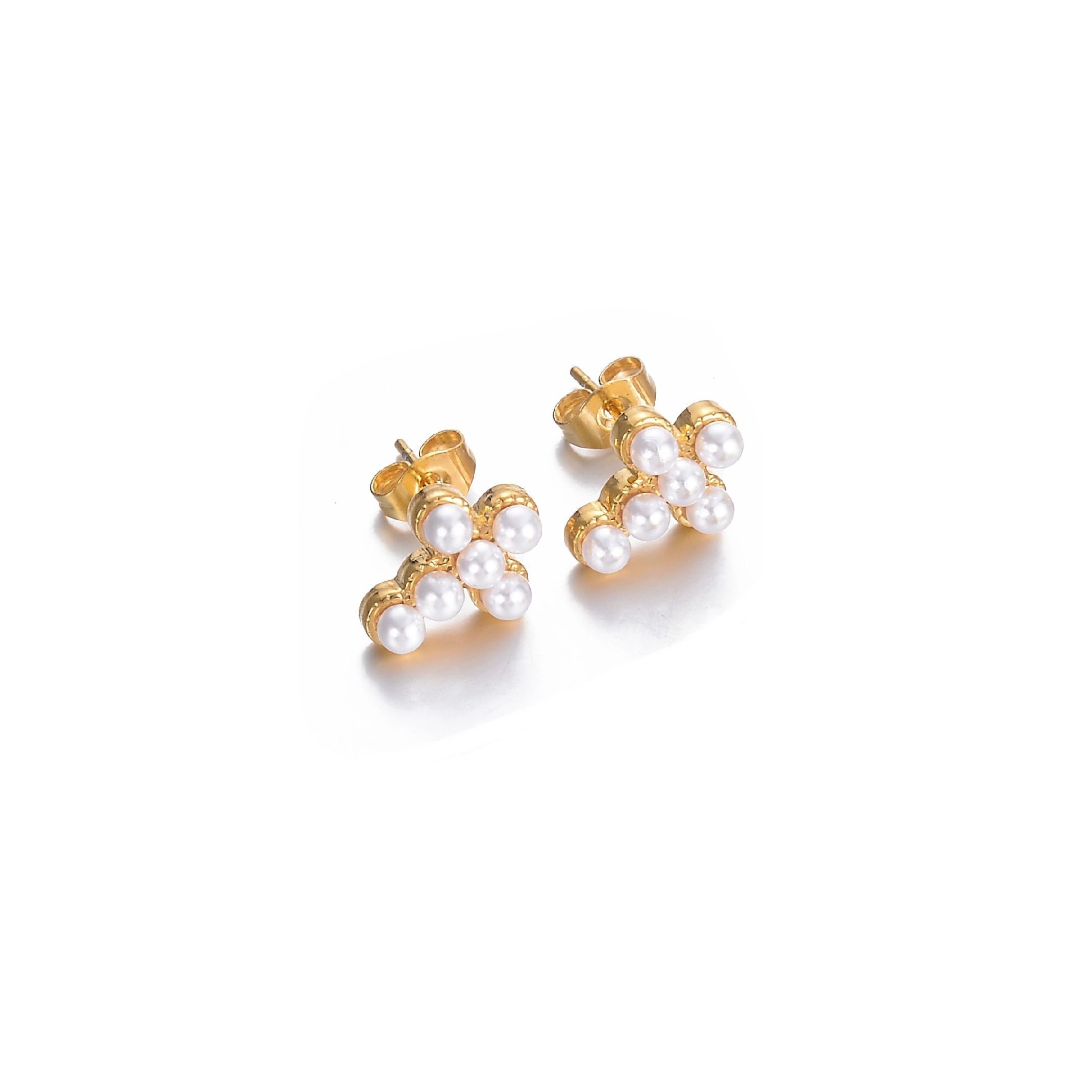 Pearl cross earrings 