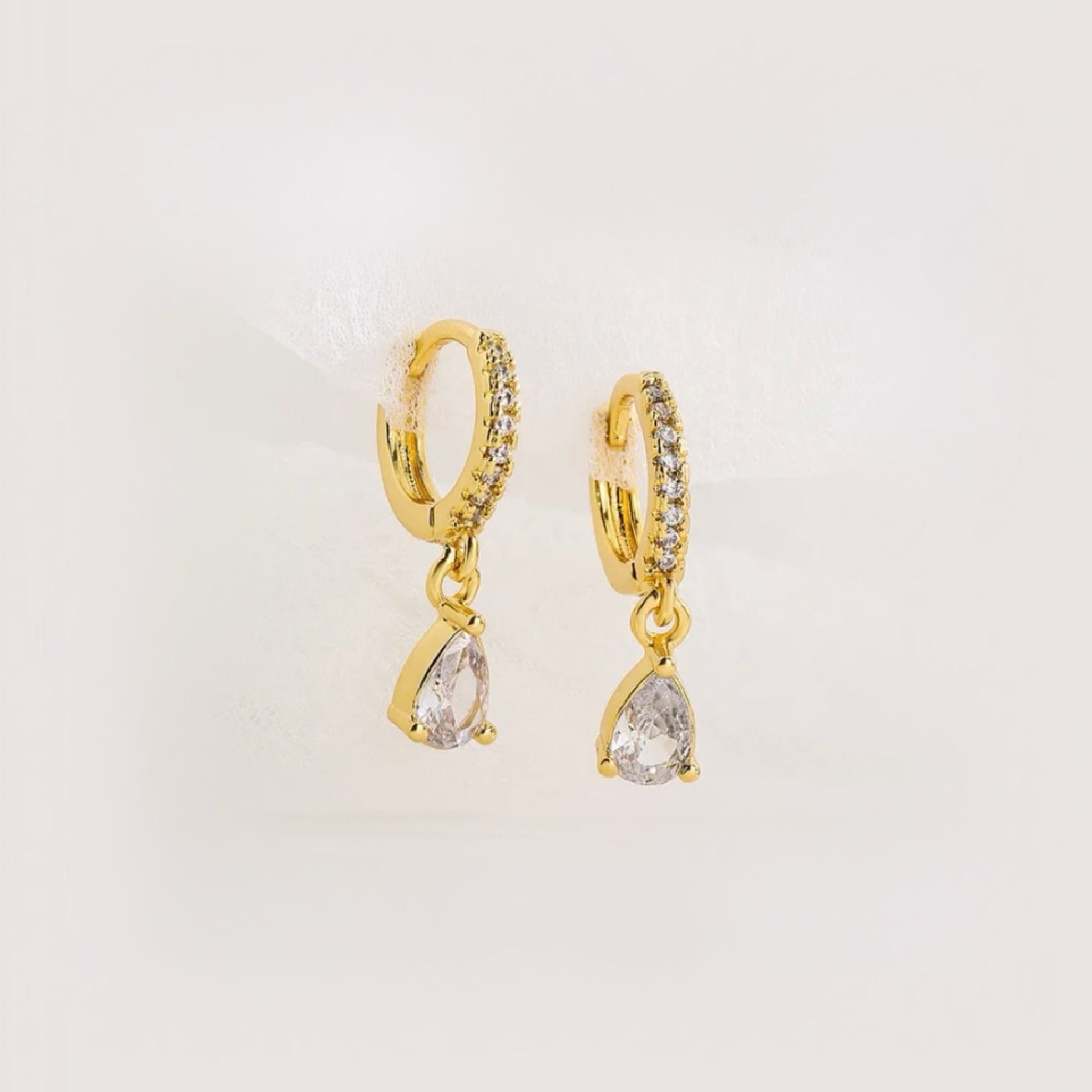 Teardrop Diamond Huggie Earrings