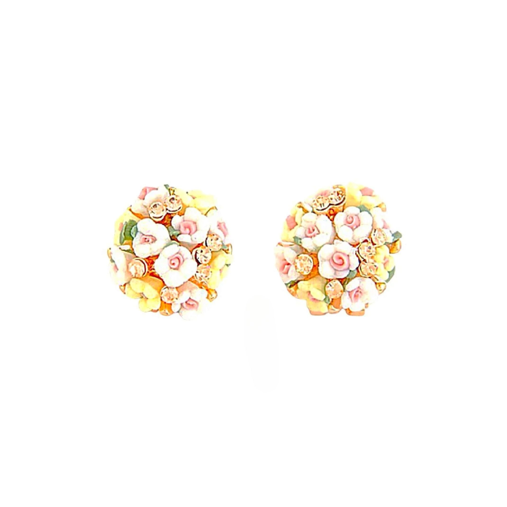 Yellow flower stud earrings