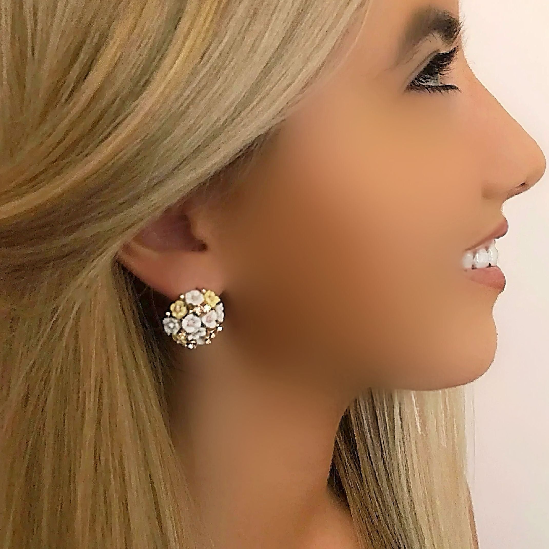 Yellow flower stud earrings