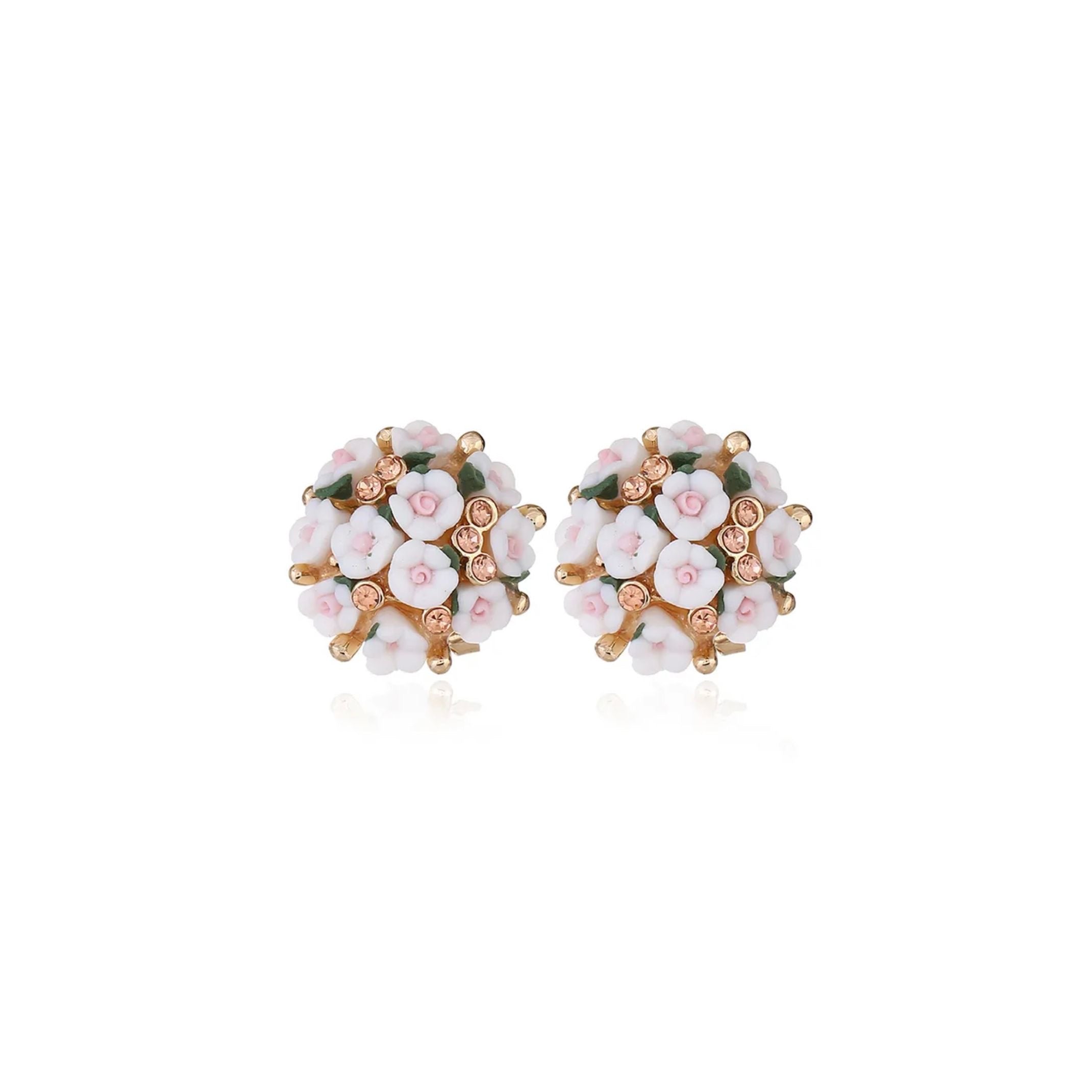 White flower stud earrings