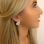 White flower stud earrings