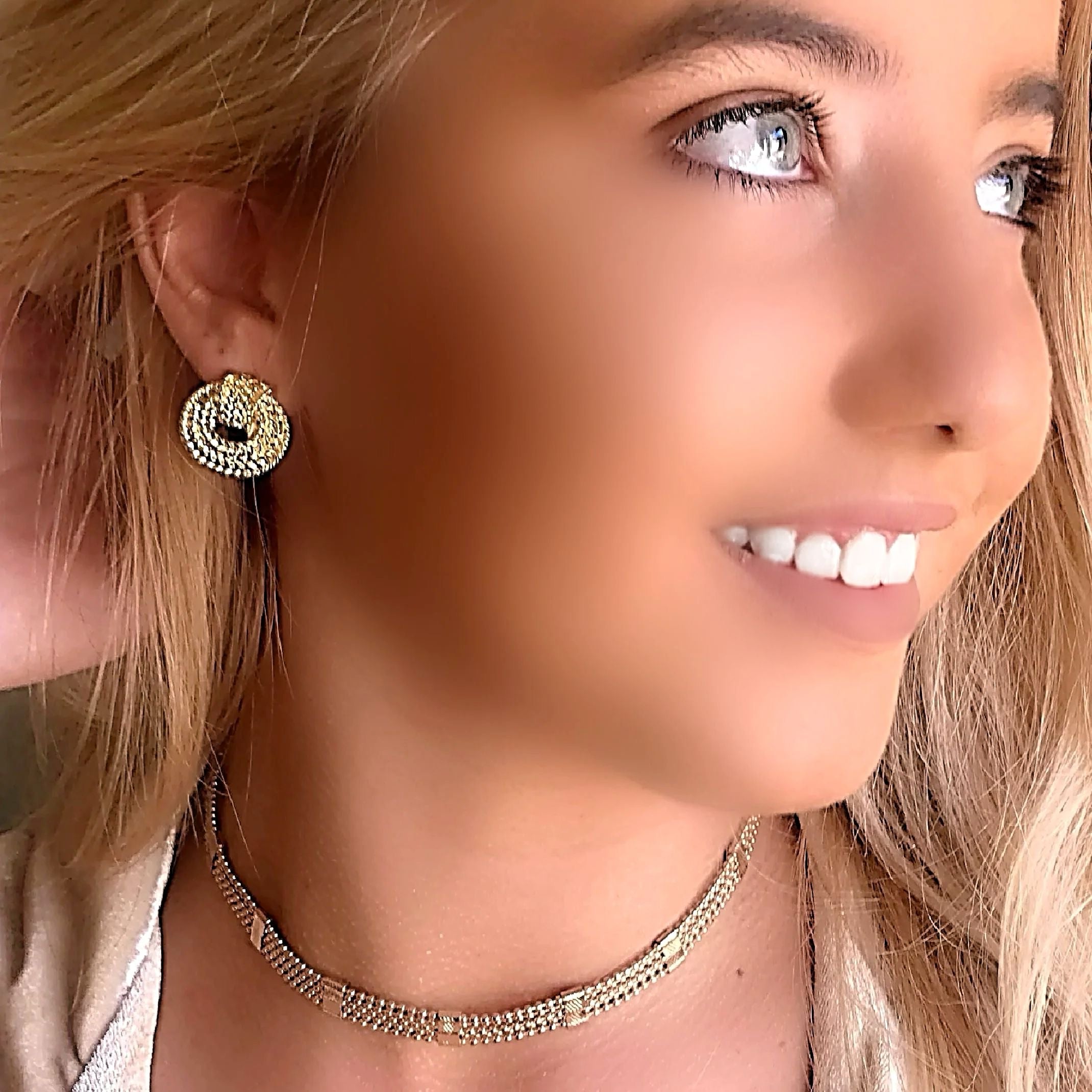 Gold chain stud earrings 