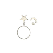 Silver moon and star earrings set 