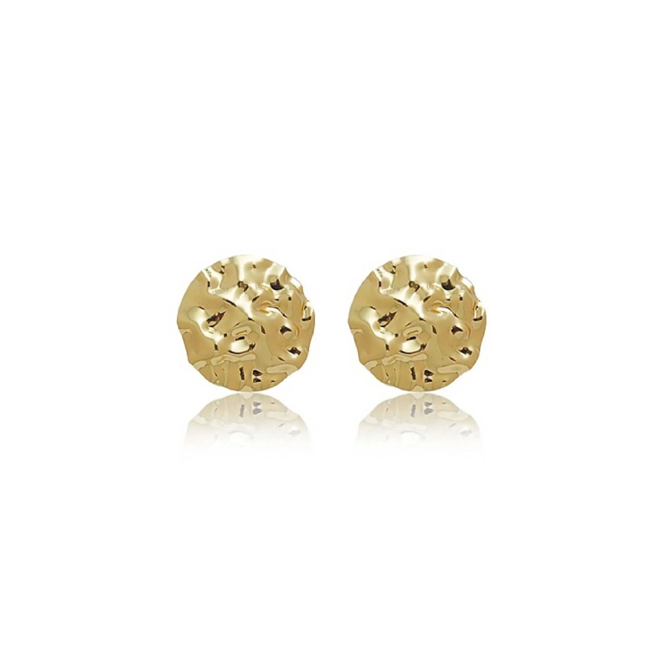 Gold textured stud earrings 