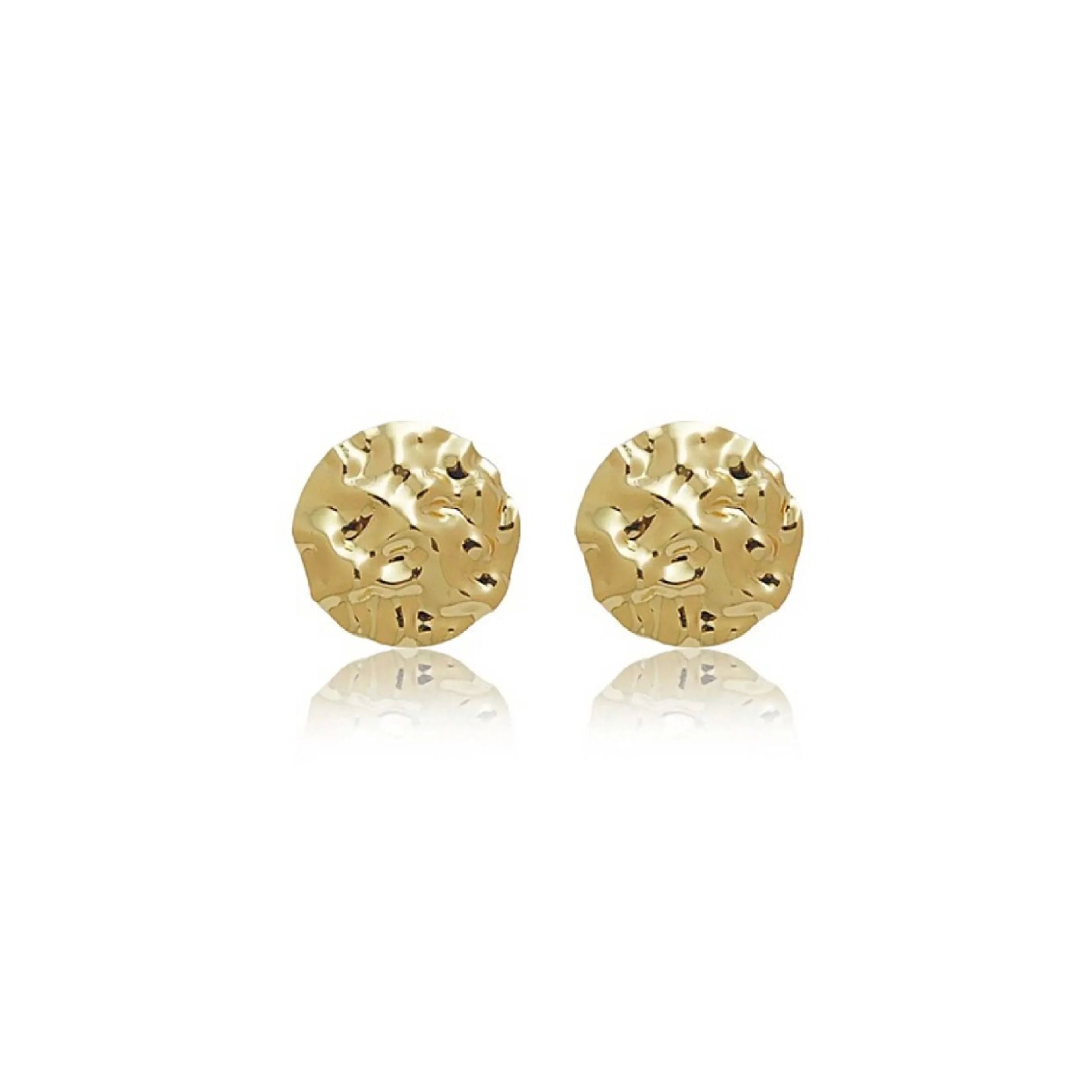 Gold textured stud earrings