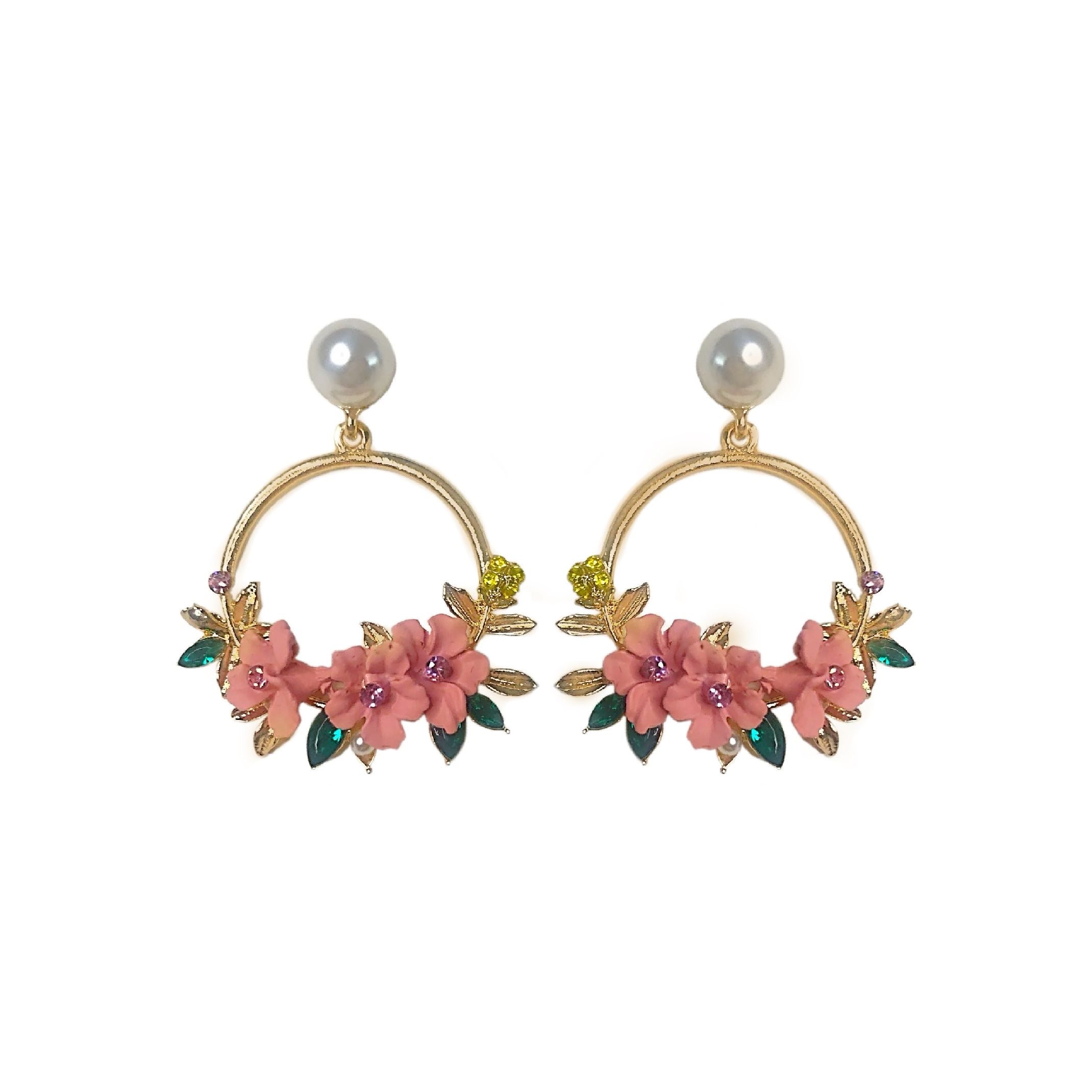 Flower hoop earrings