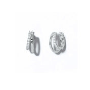 Silver diamond double hoop earrings