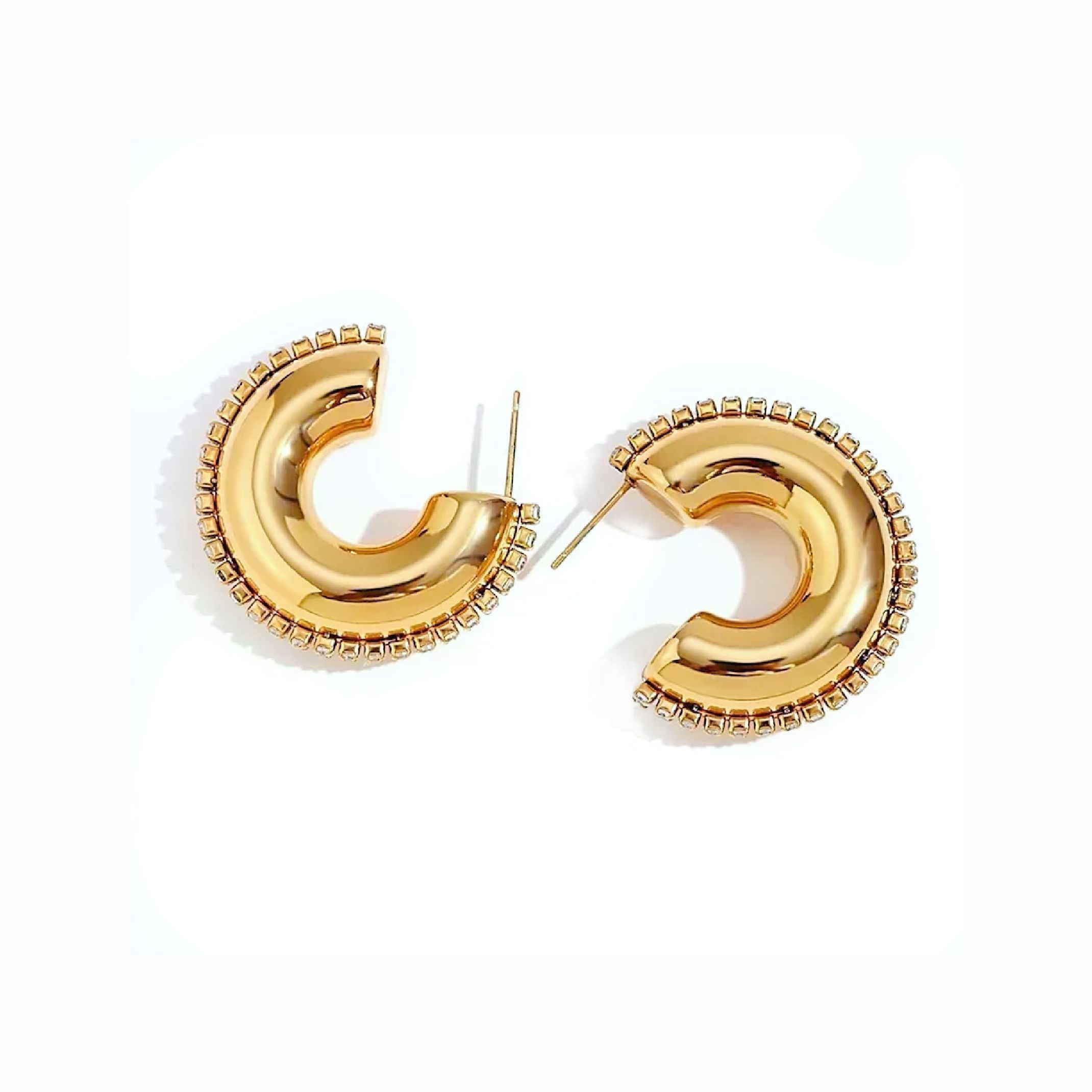 Gold diamanté hoop earrings