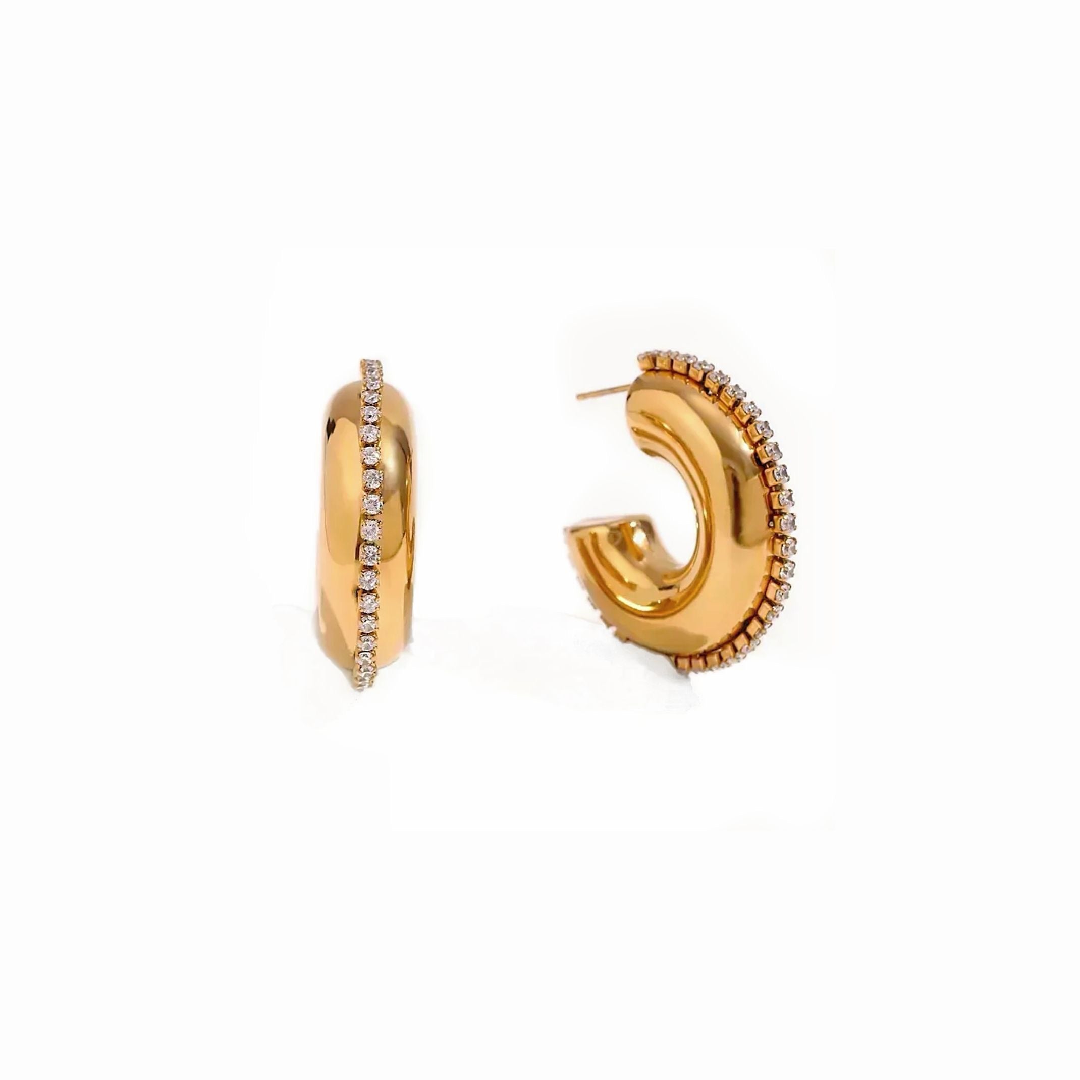 Gold diamanté hoop earrings