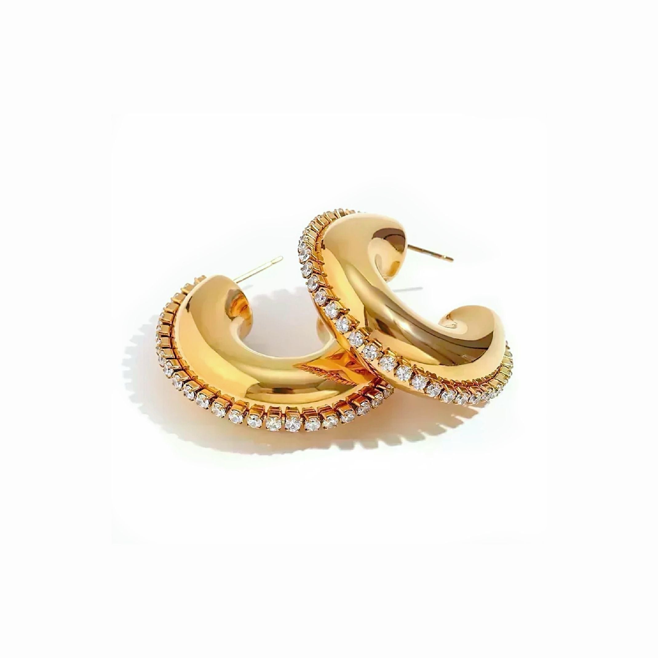 Gold diamanté hoop earrings