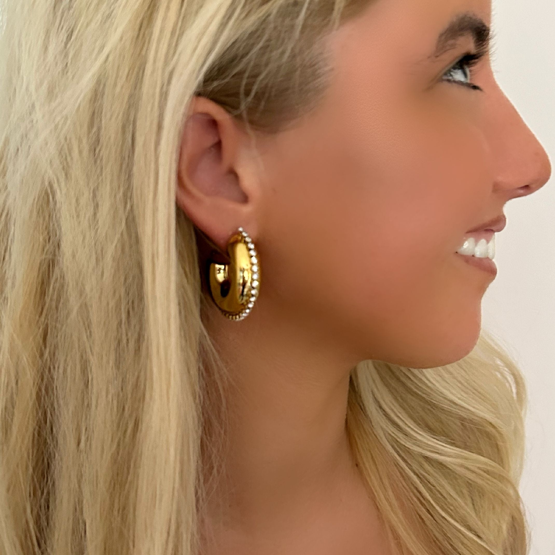 Gold diamanté hoop earrings 