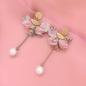 Pink flower earrings
