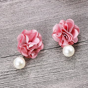 Pink flower earrings