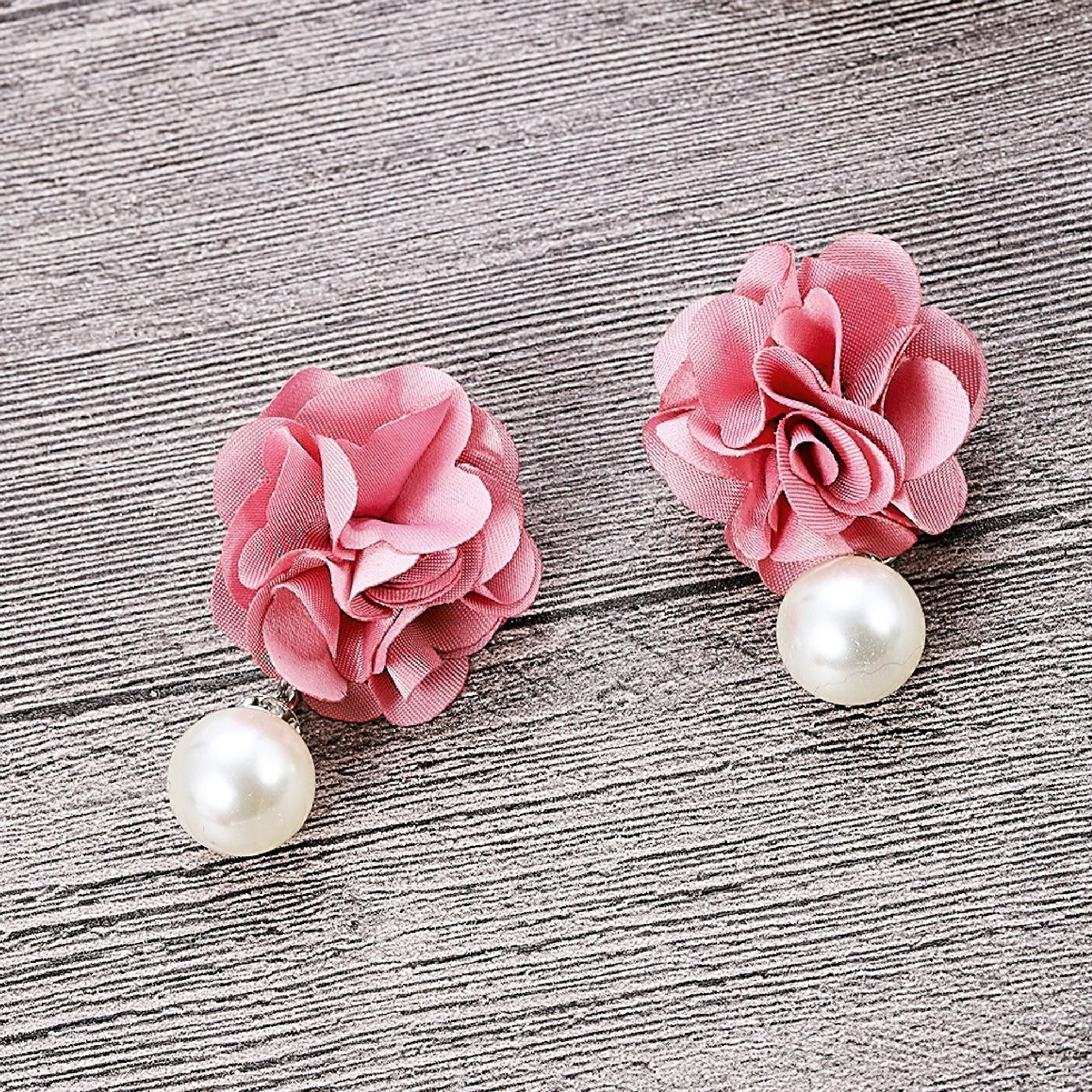 Pink flower earrings