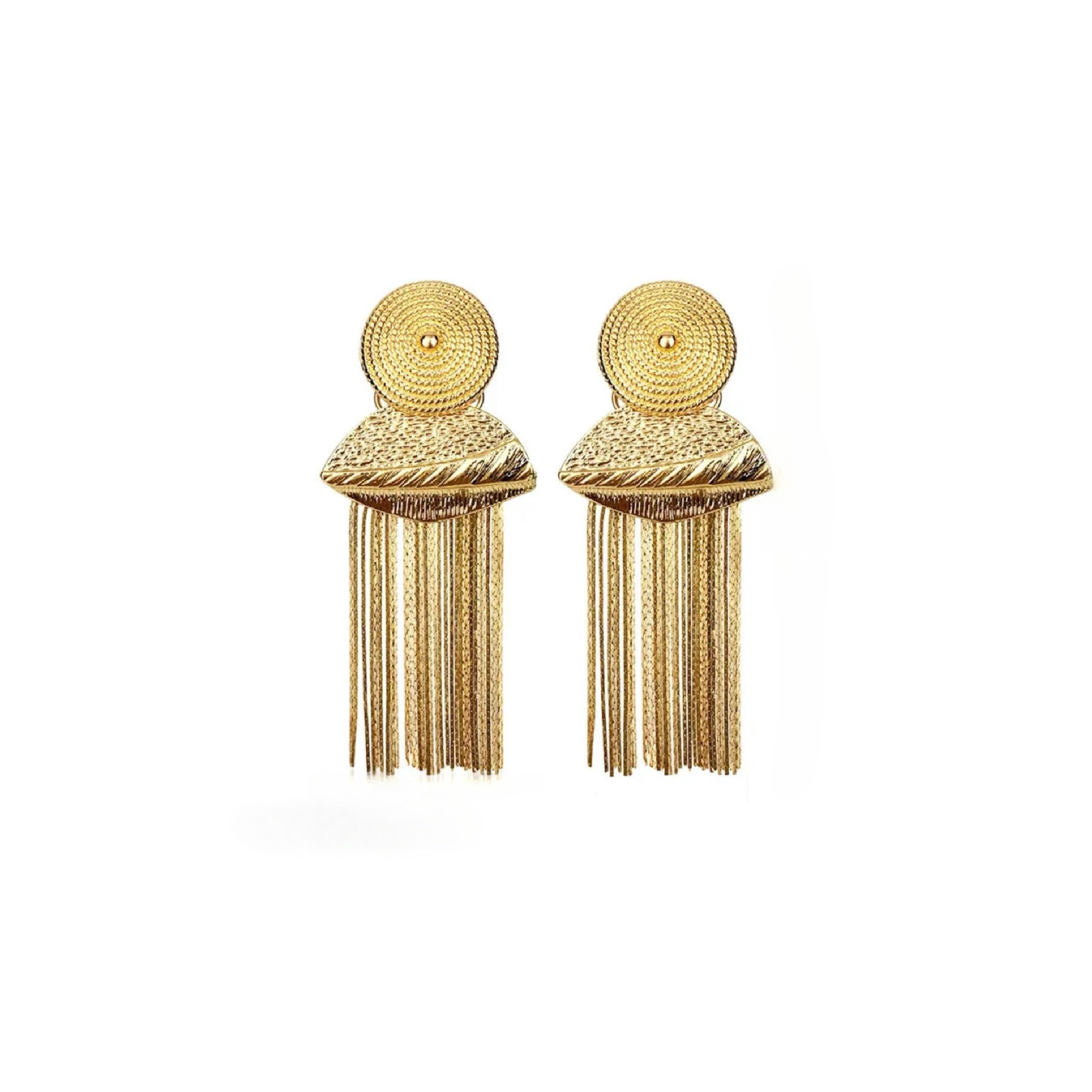 Gold leaf fringe earrings 