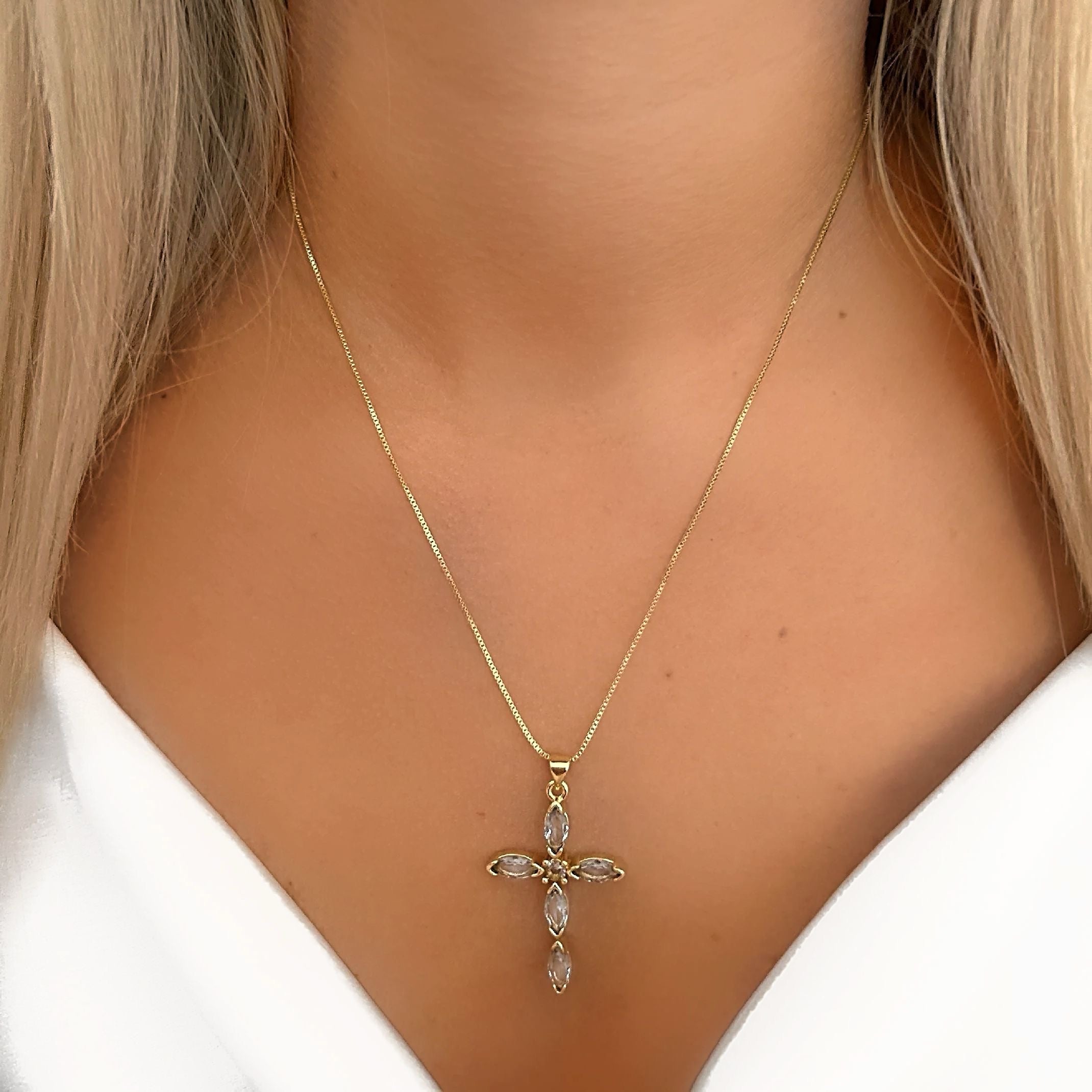 Grey cross necklace 