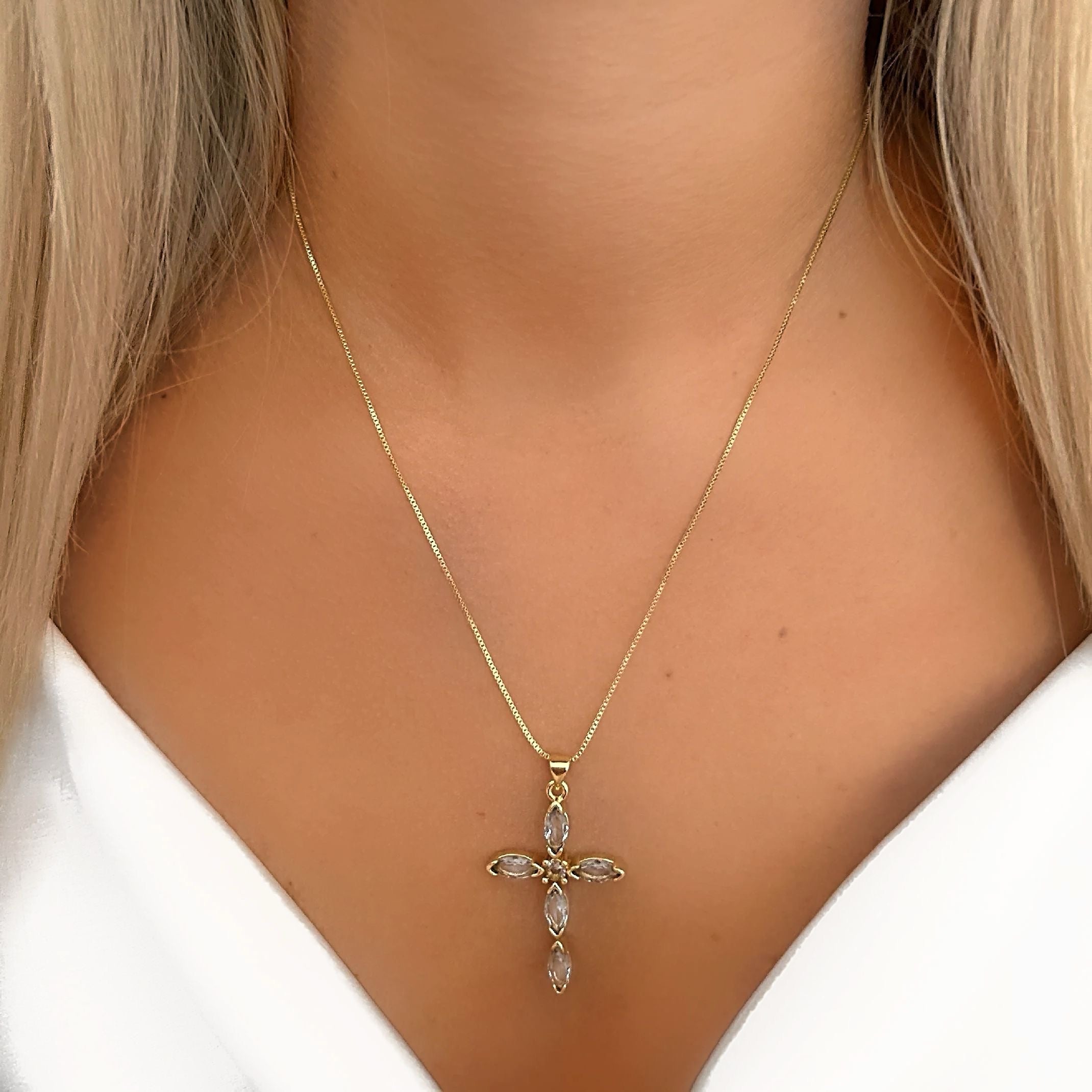 Grey cross necklace