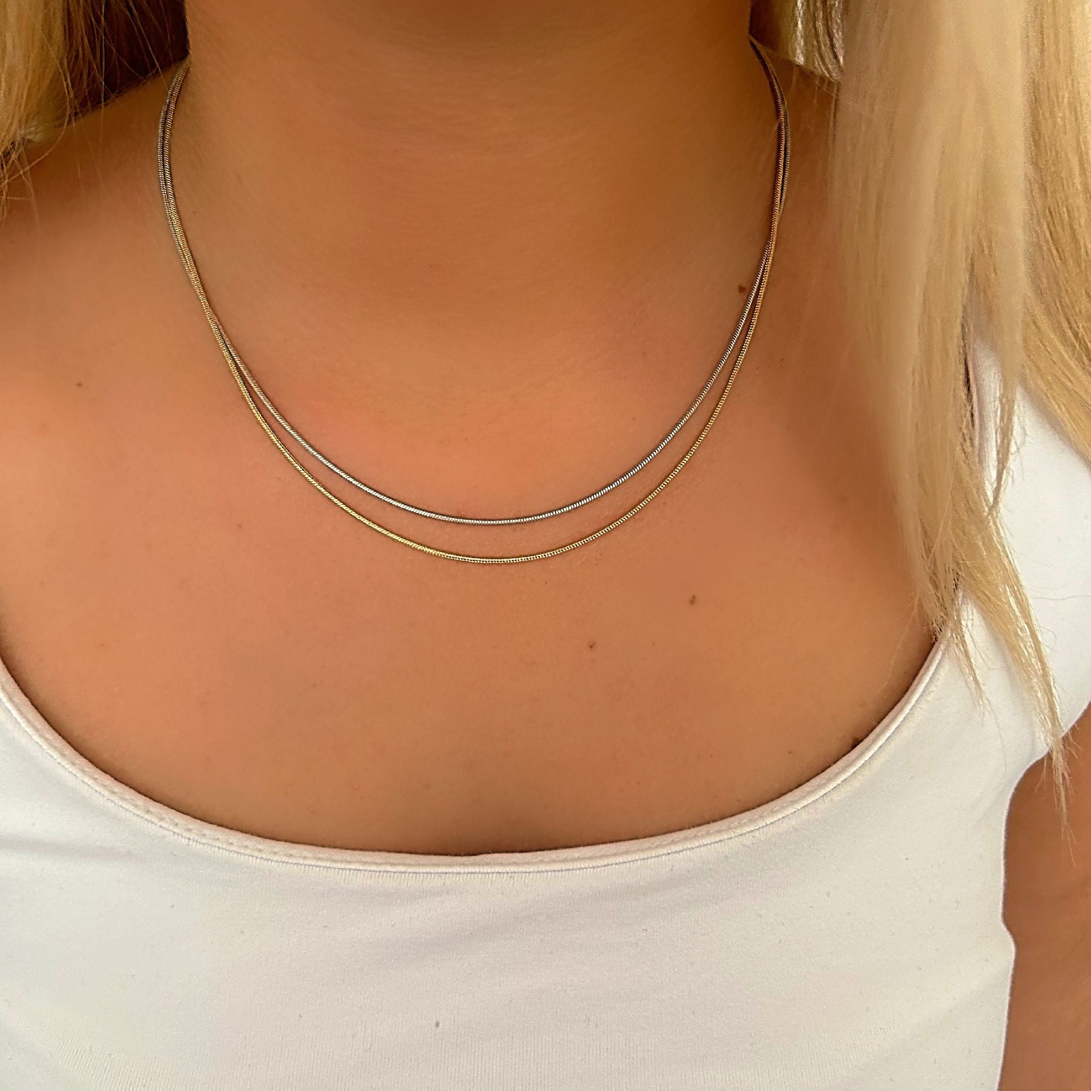 Dainty silver and gold chains