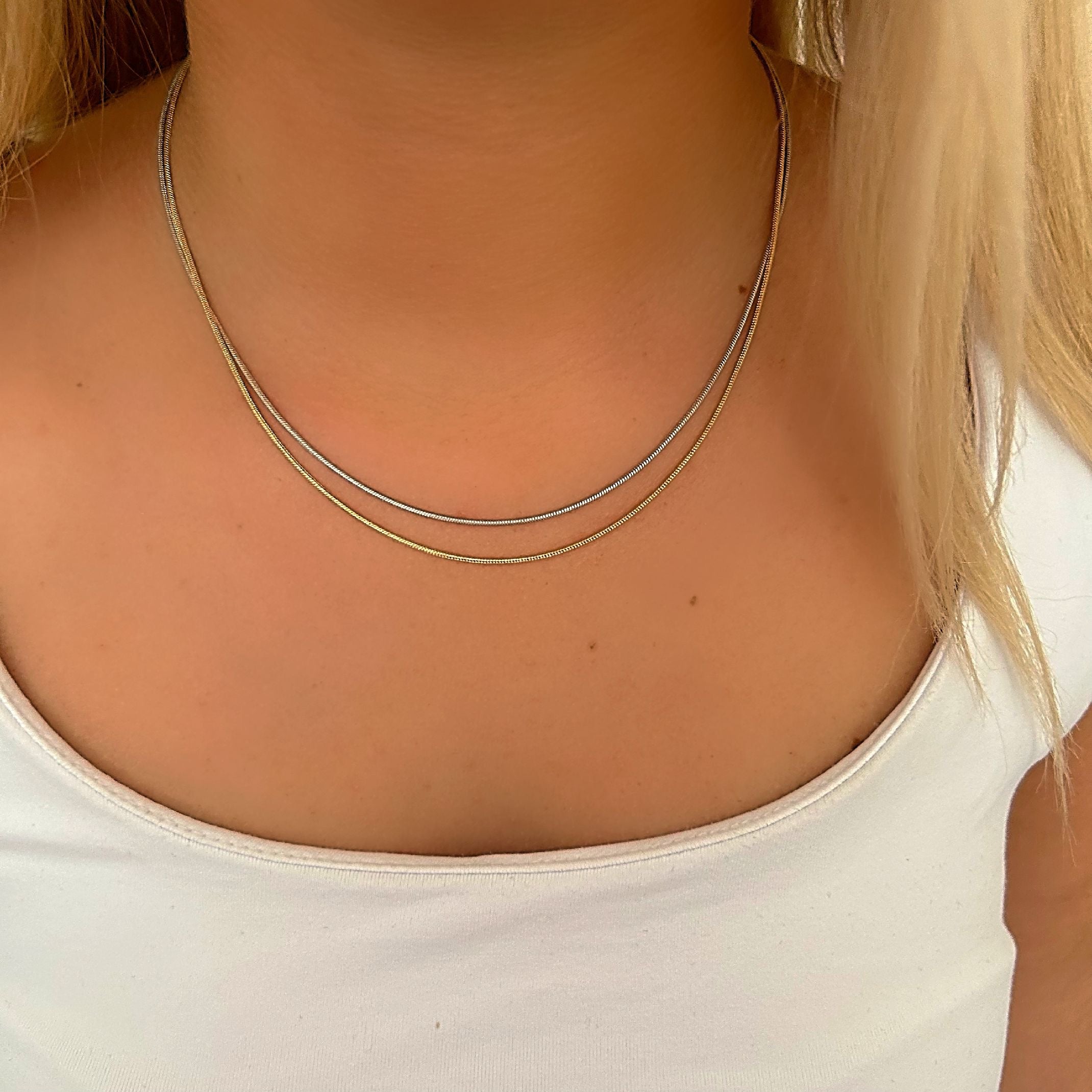 Dainty silver and gold chains 