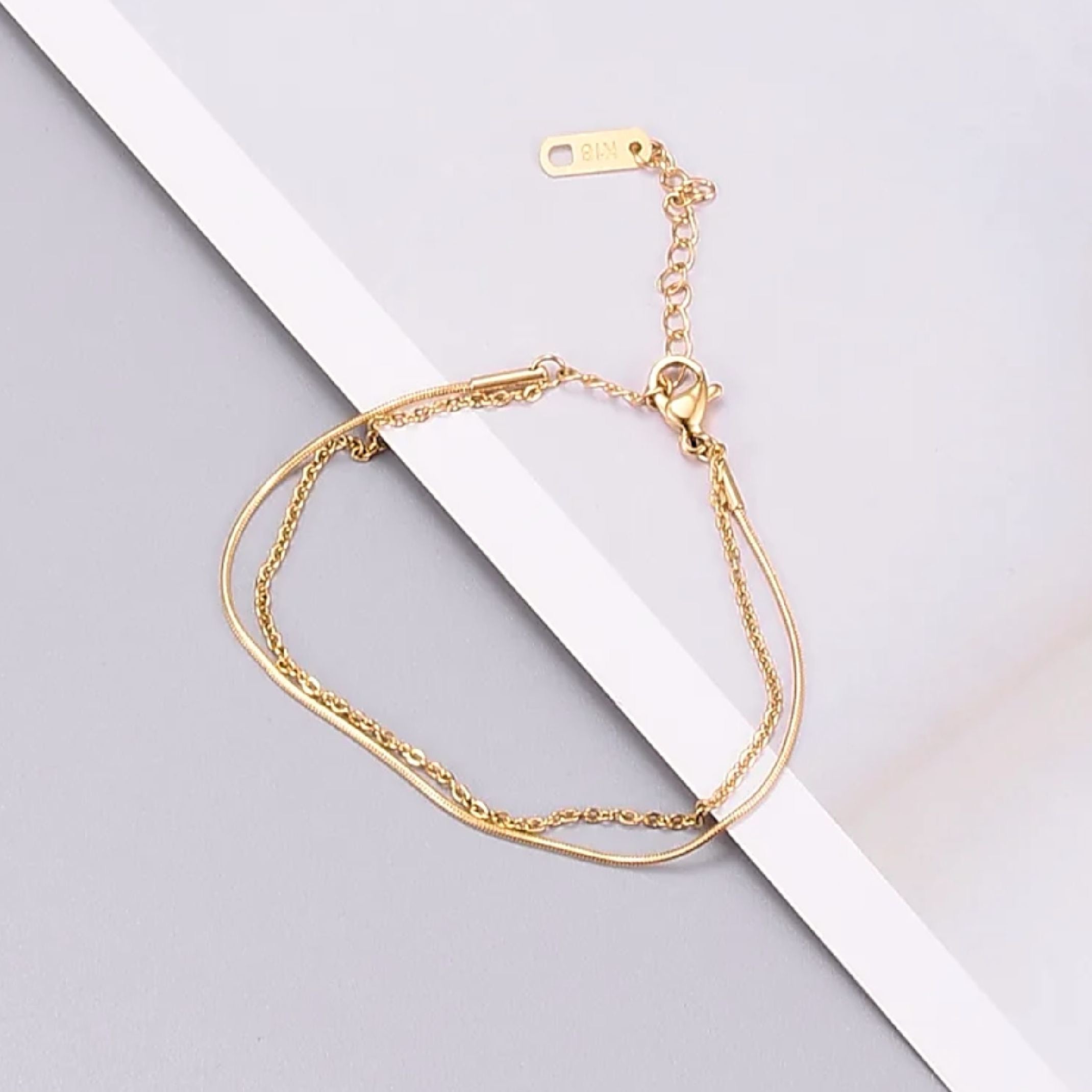 18k gold double bracelet