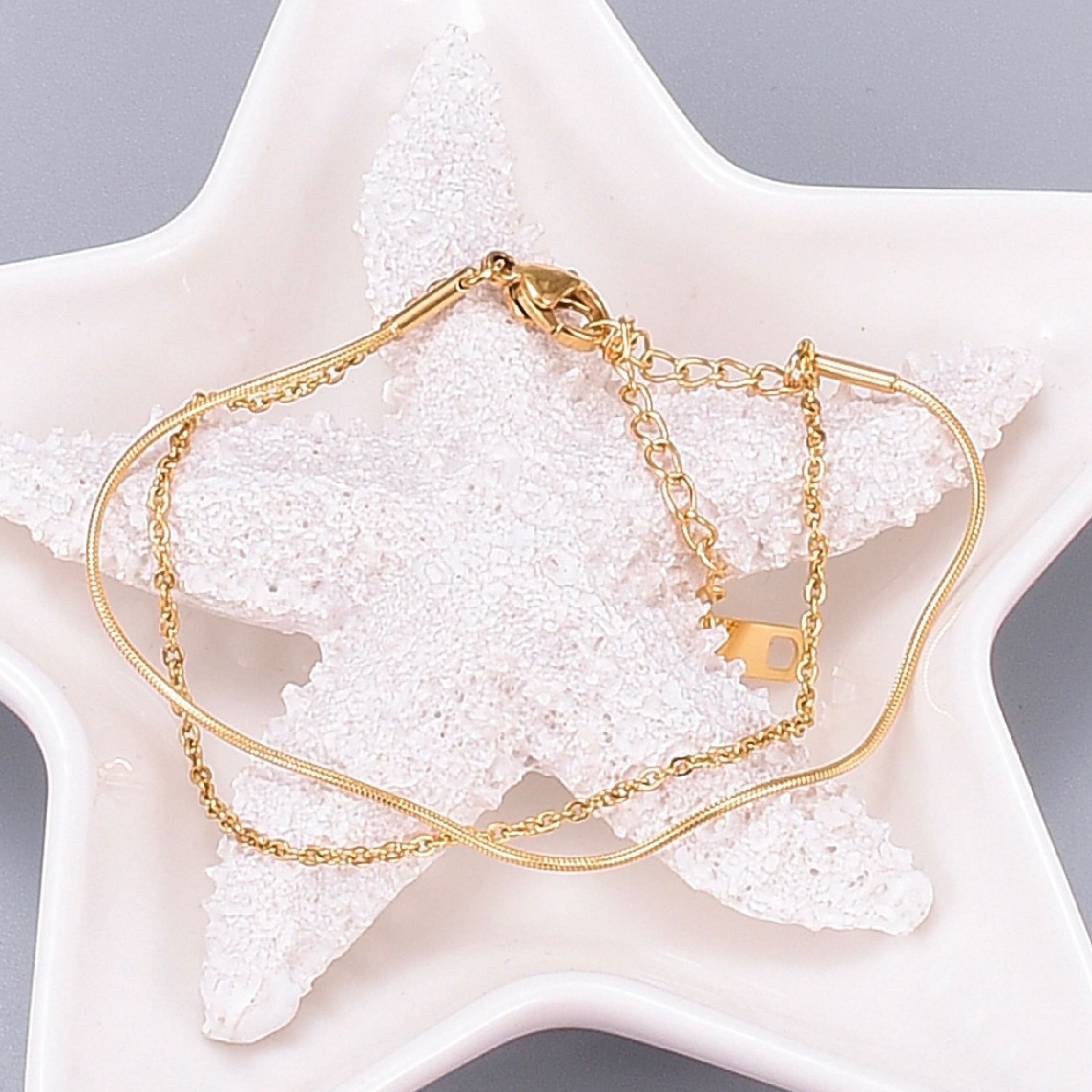 18k gold double bracelet