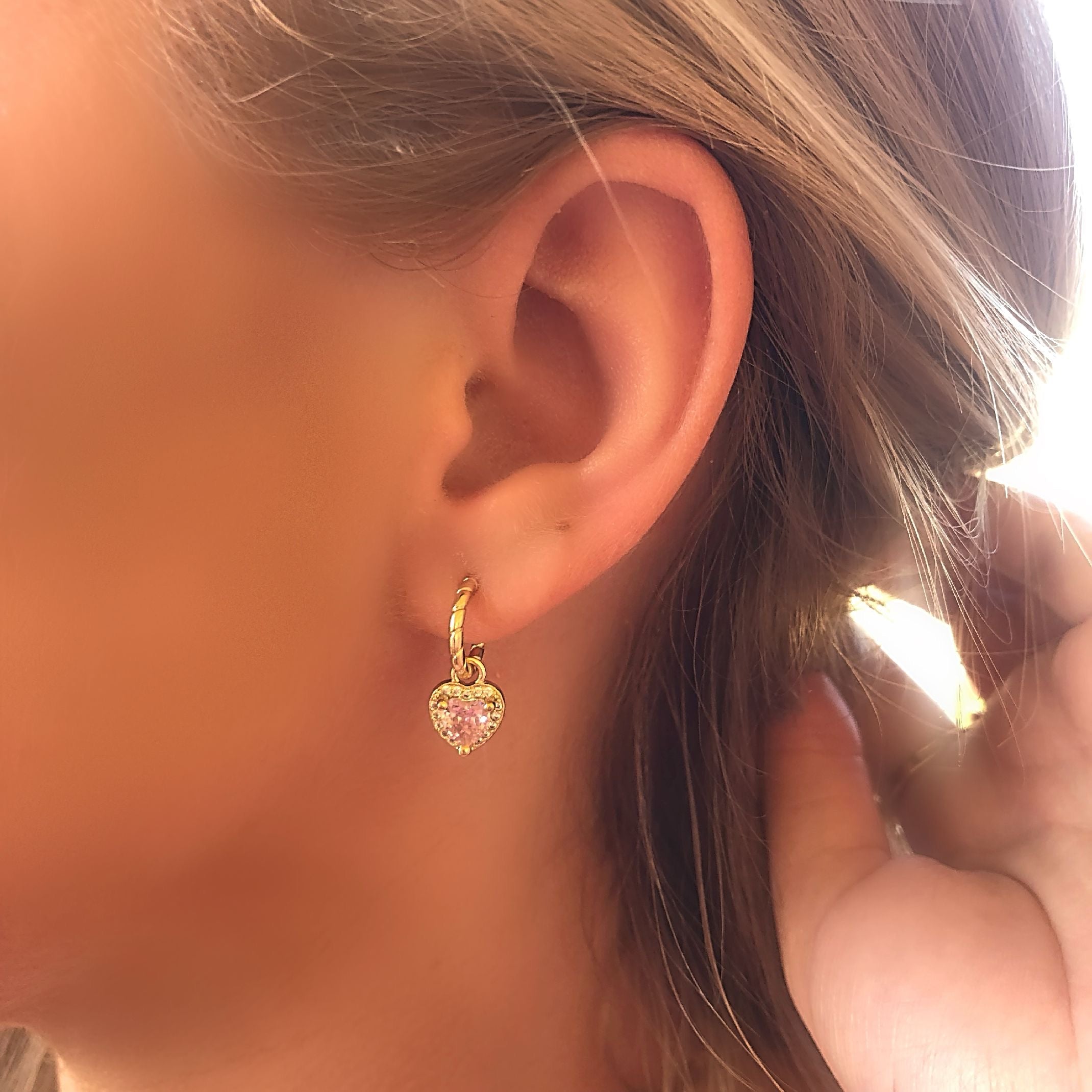 Pink heart earrings 