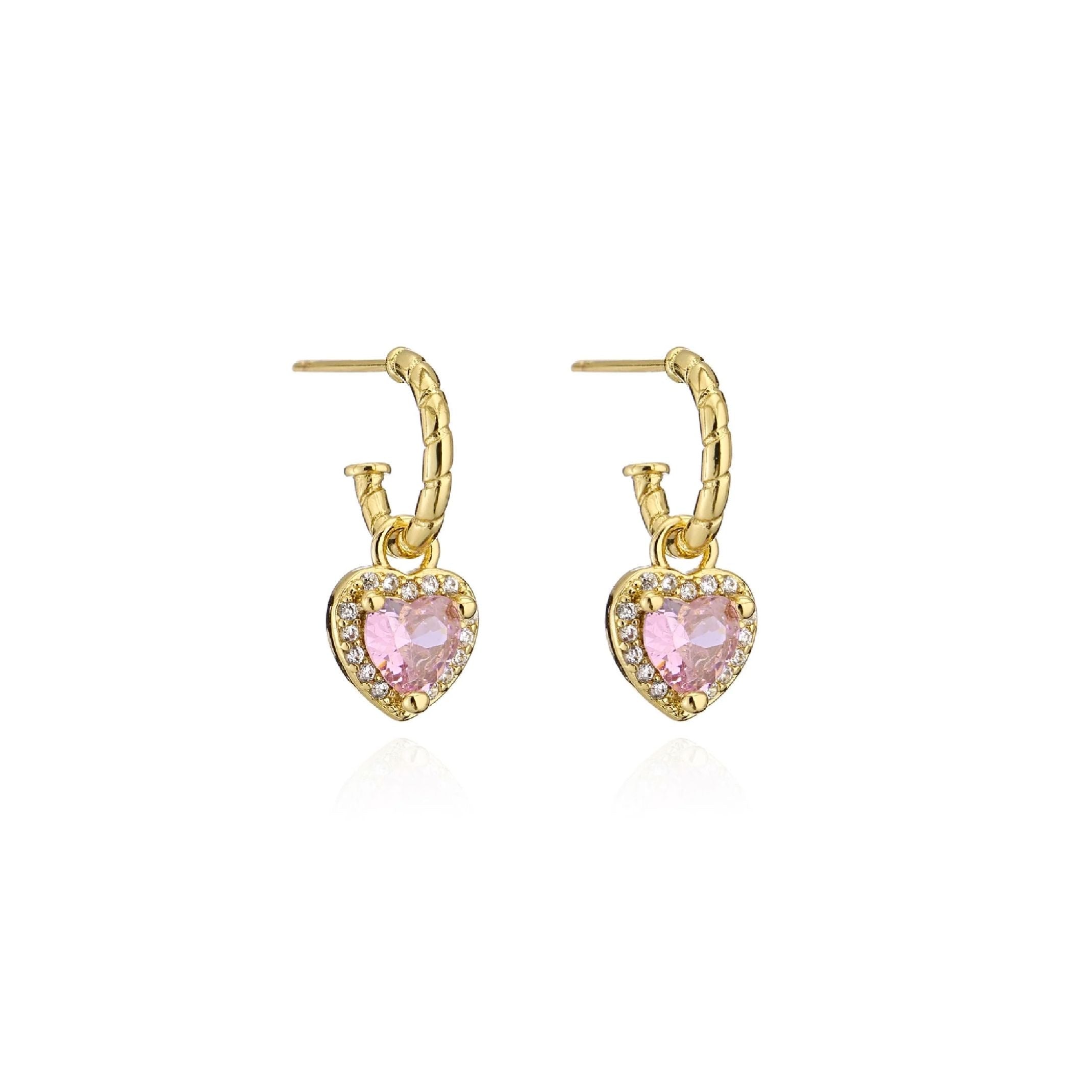Pink heart earrings