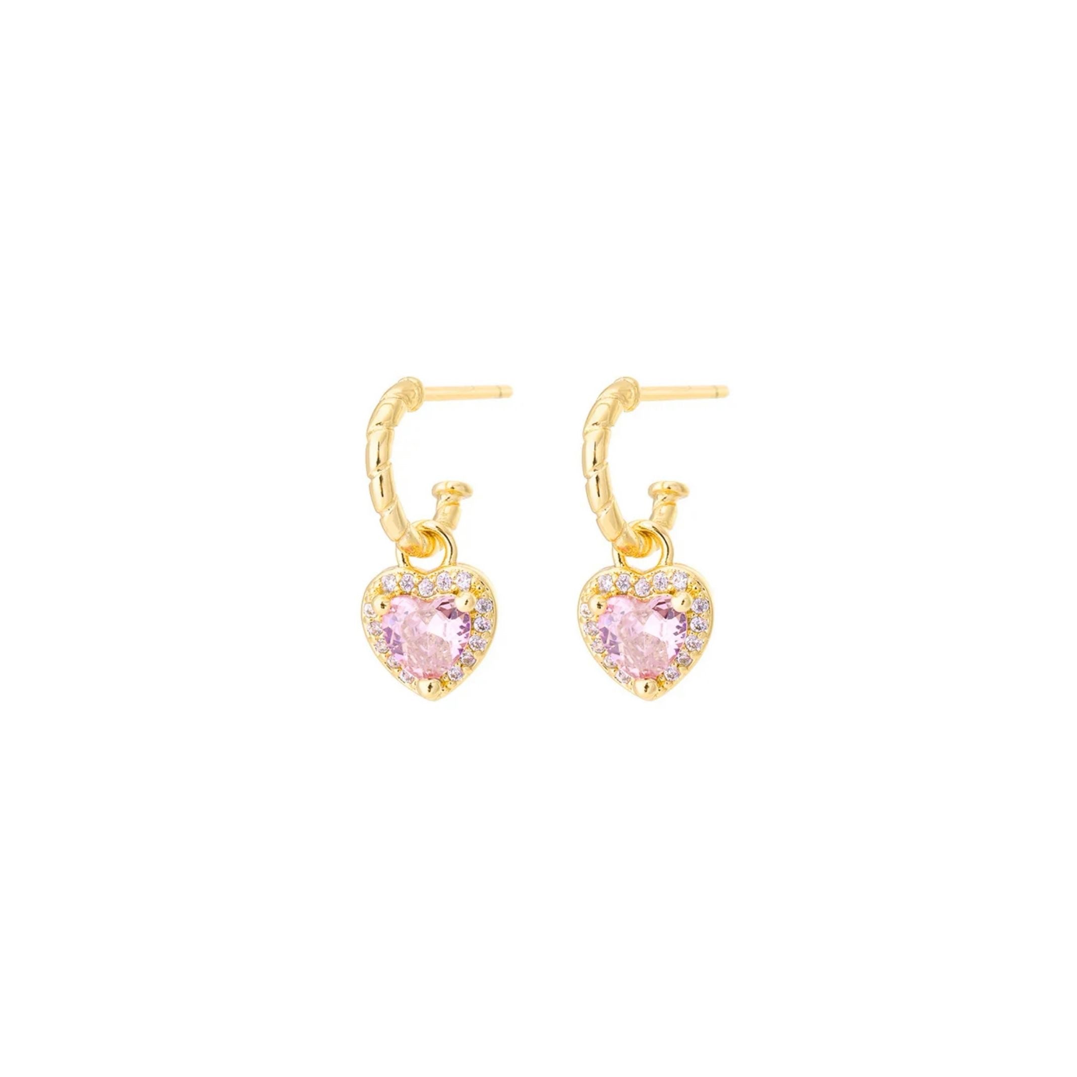 Pink heart earrings