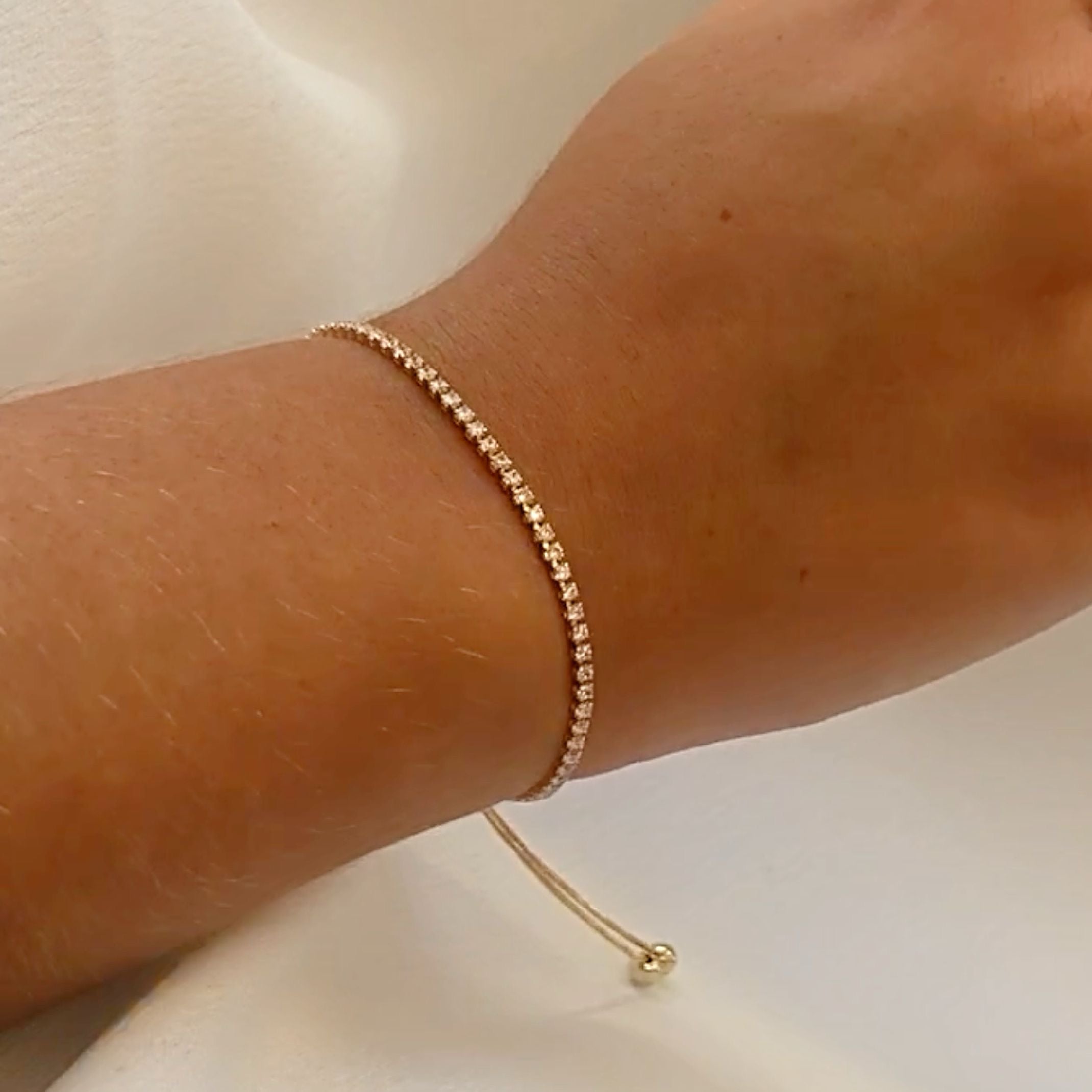 Dainty gold tennis bracelet 