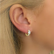 Triple crystal huggie hoop earrings