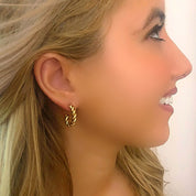 Gold twist hoop earrings