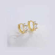 Triple crystal huggie hoop earrings