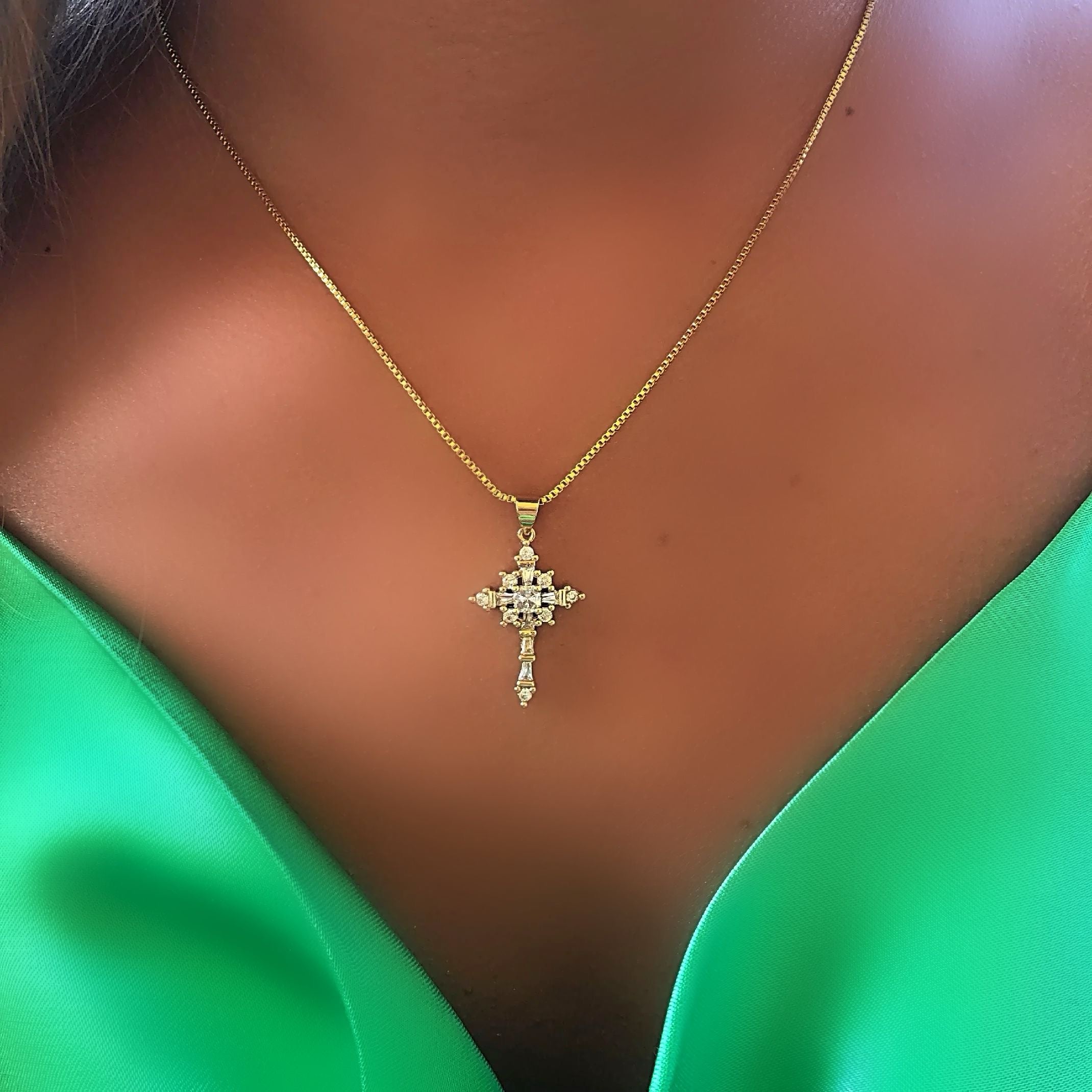 Gold cross necklace