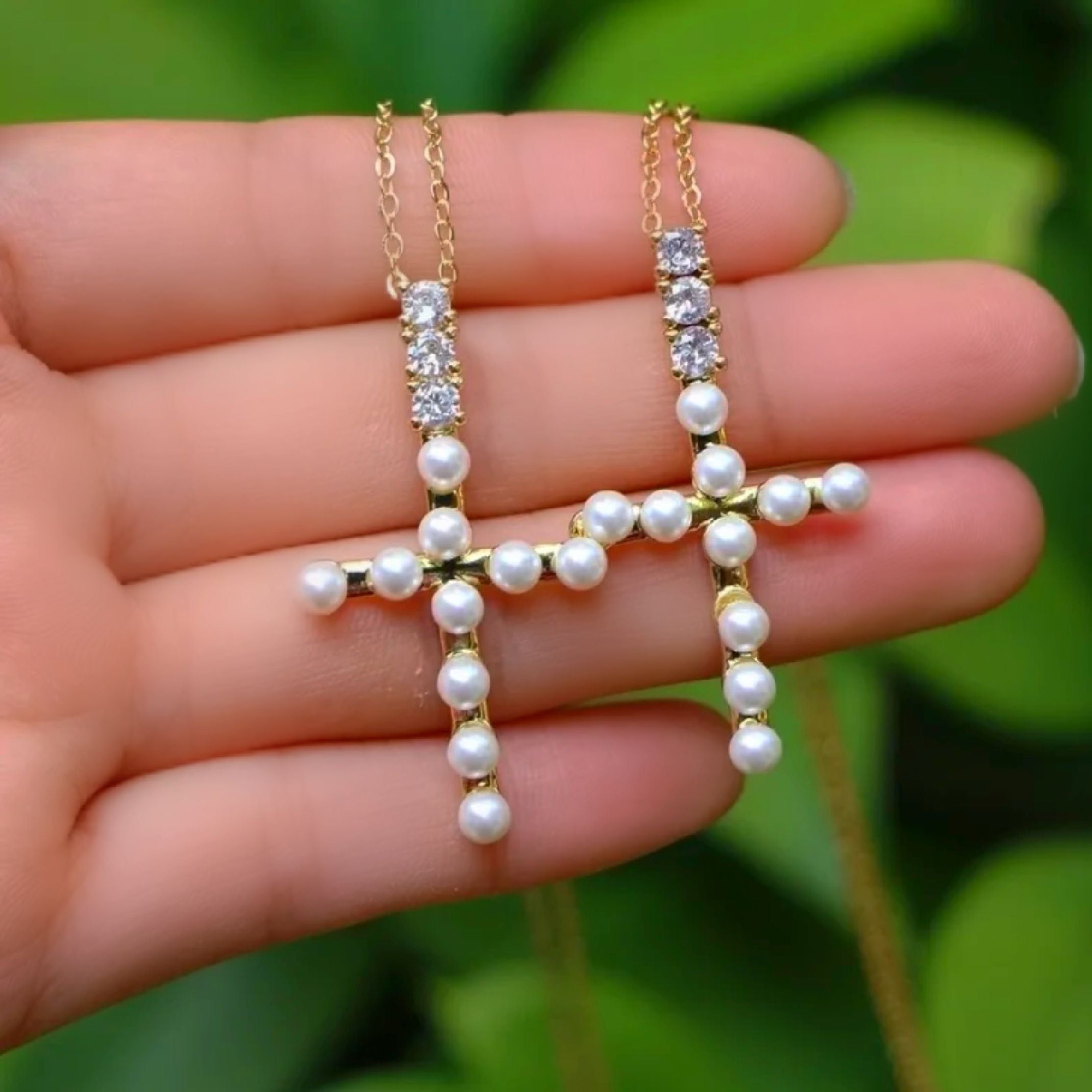 Pearl cross necklace