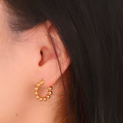 Gold bead hoop earrings