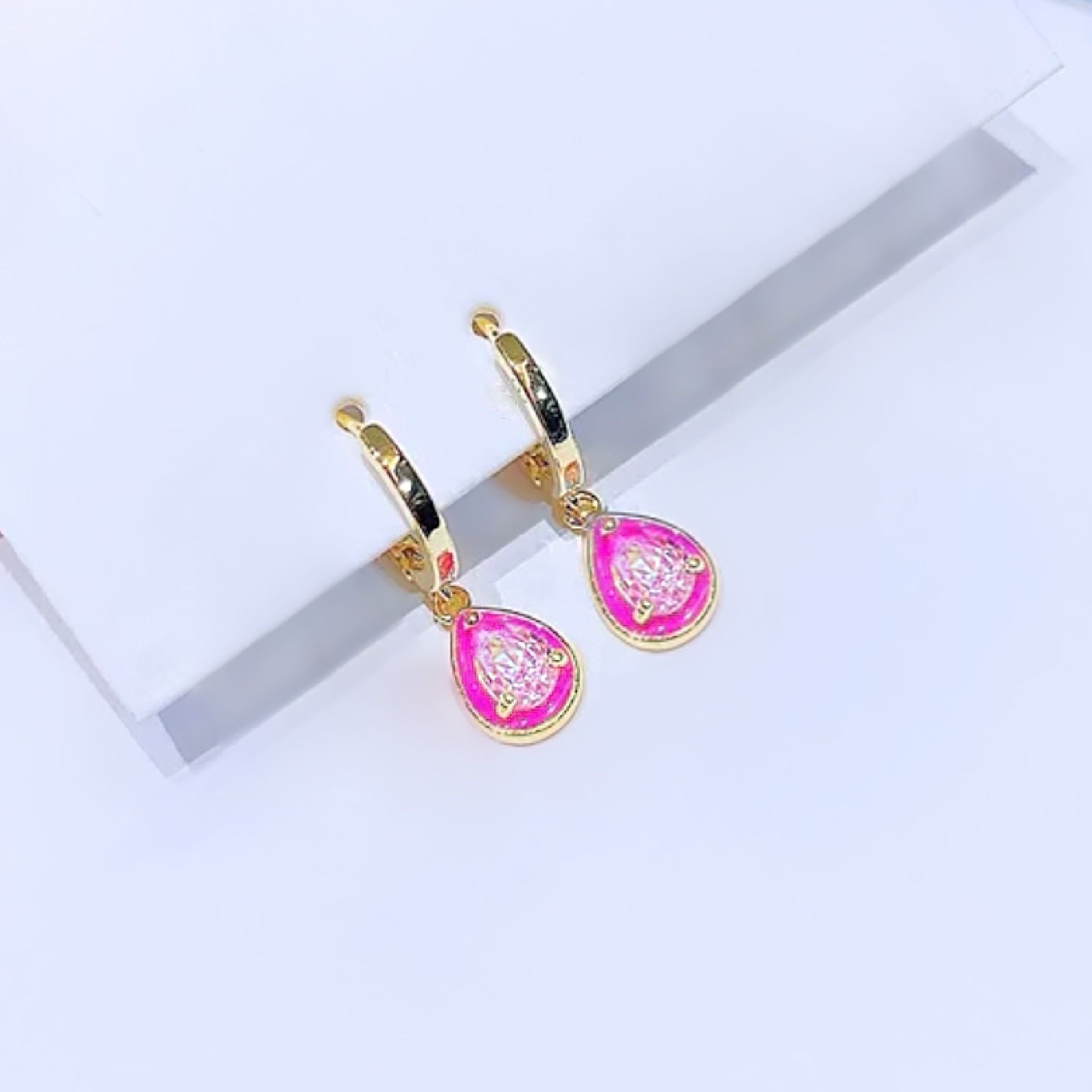 Dark pink huggie earrings 