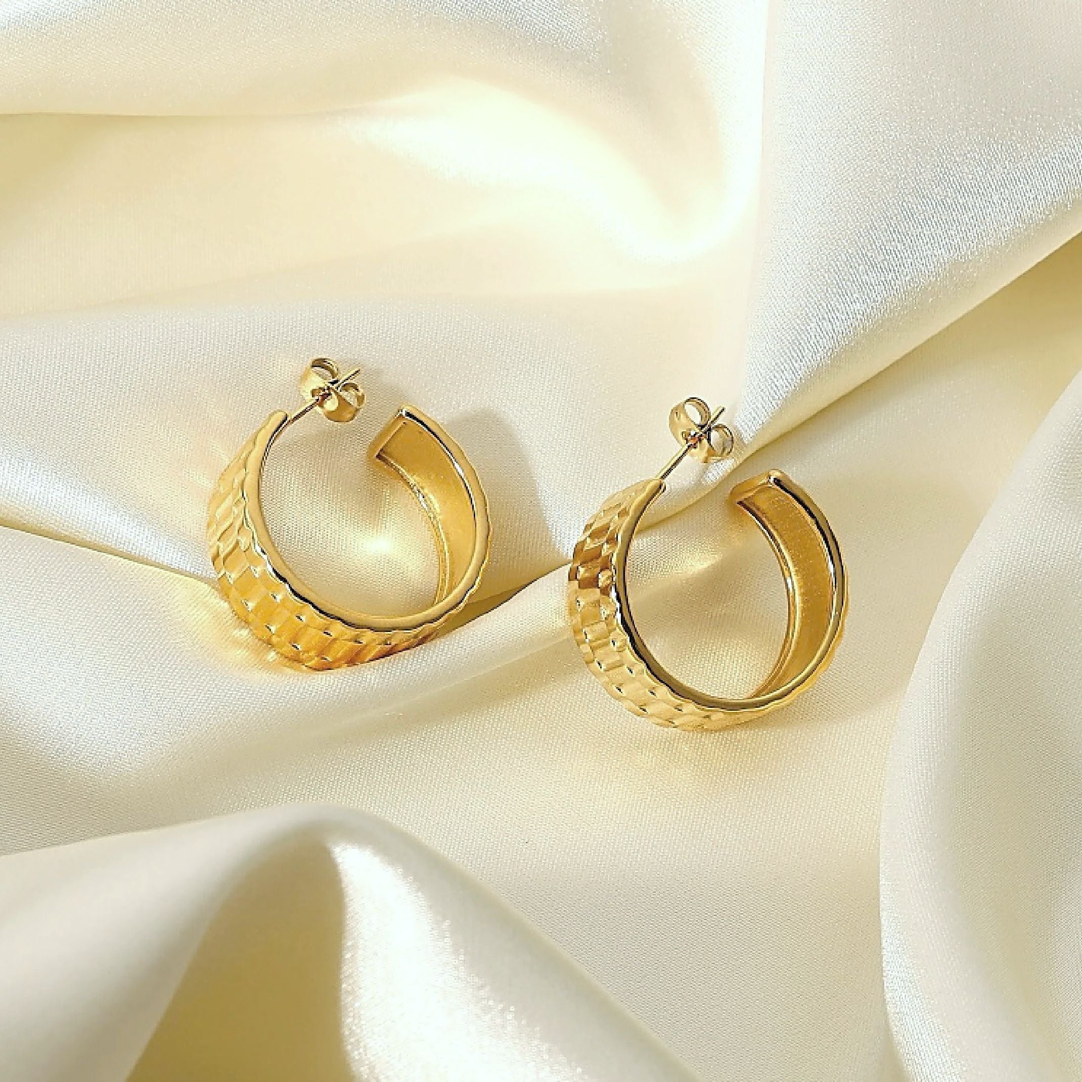 Gold watch strap earrings 